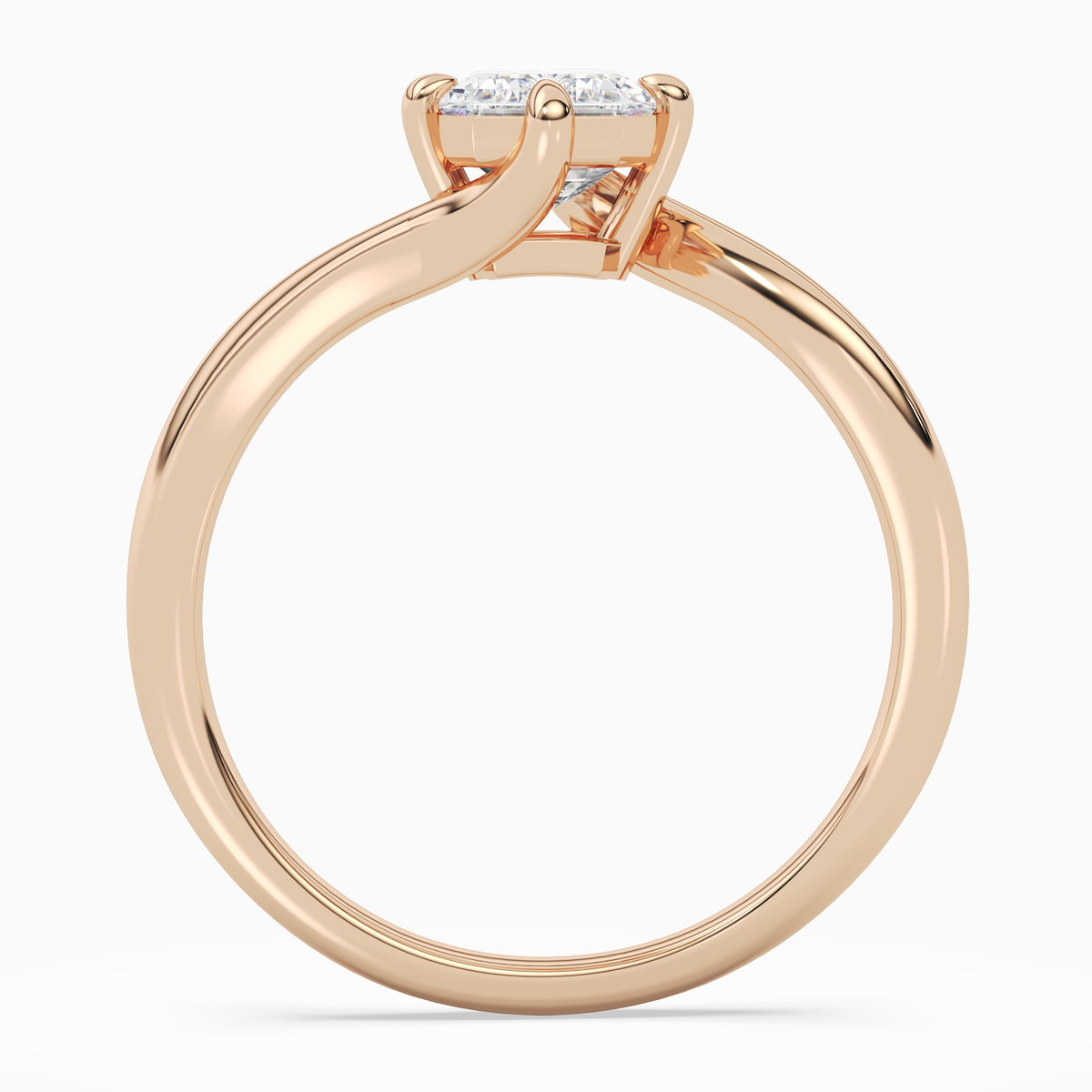 Emerald Open Bypass Solitaire in 14K Rose Gold side profile