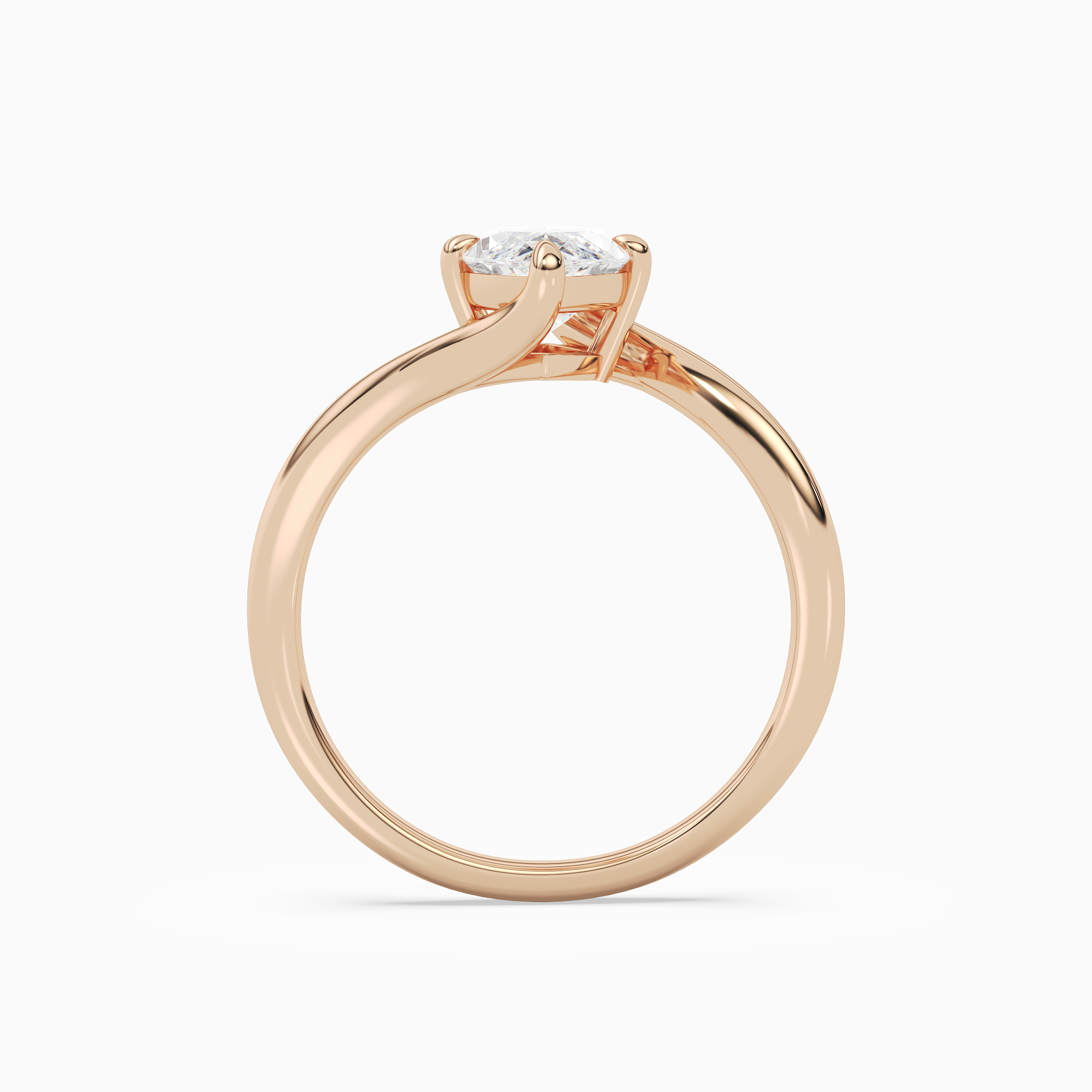 Marquise Open Bypass Solitaire in 14K Rose Gold side profile
