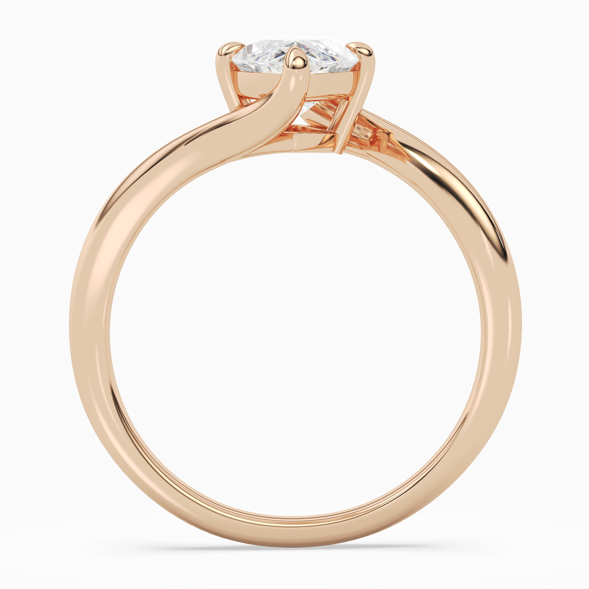 Marquise Open Bypass Solitaire in 14K Rose Gold side profile