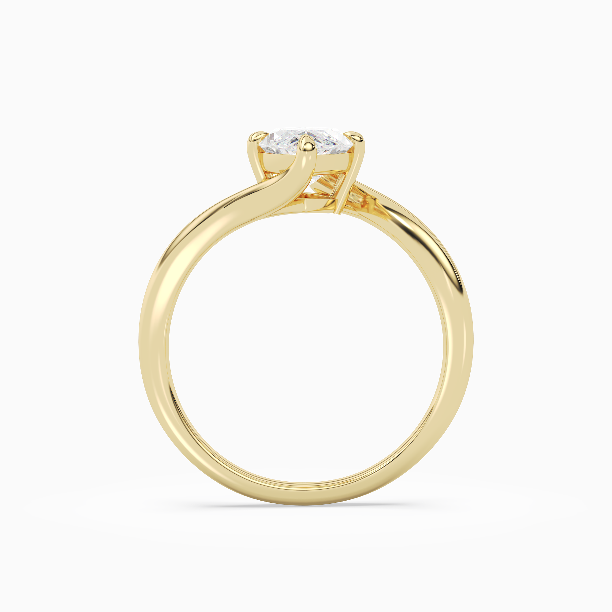 Marquise Open Bypass Solitaire in 18K Yellow Gold side profile