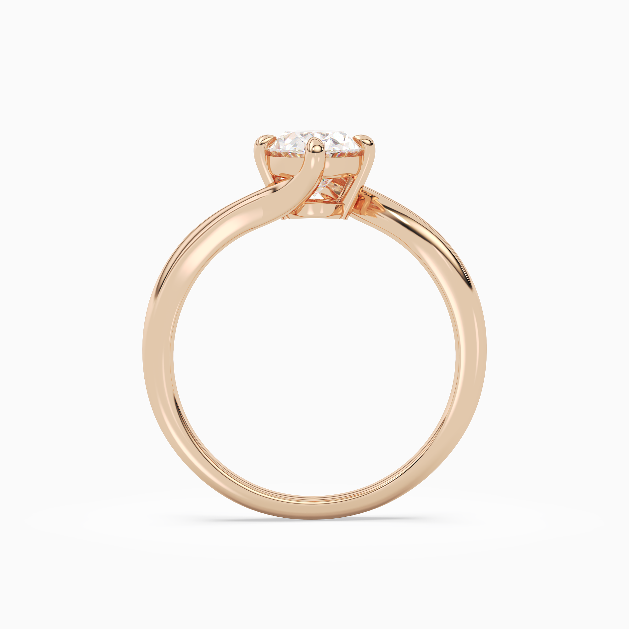 Oval Open Bypass Solitaire in 14K Rose Gold side profile