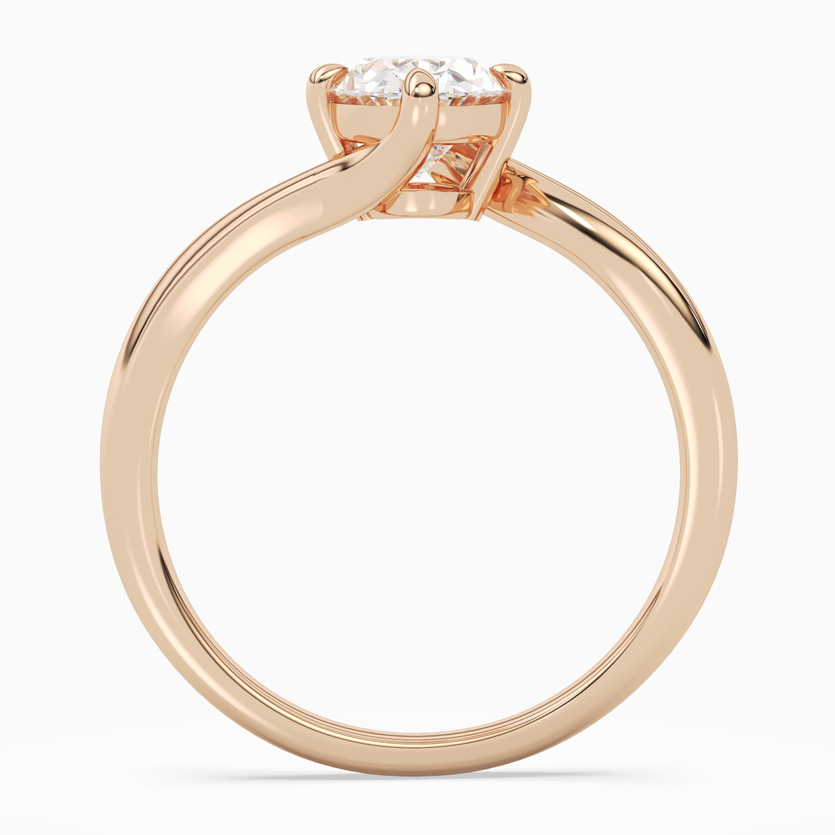 Oval Open Bypass Solitaire in 14K Rose Gold side profile