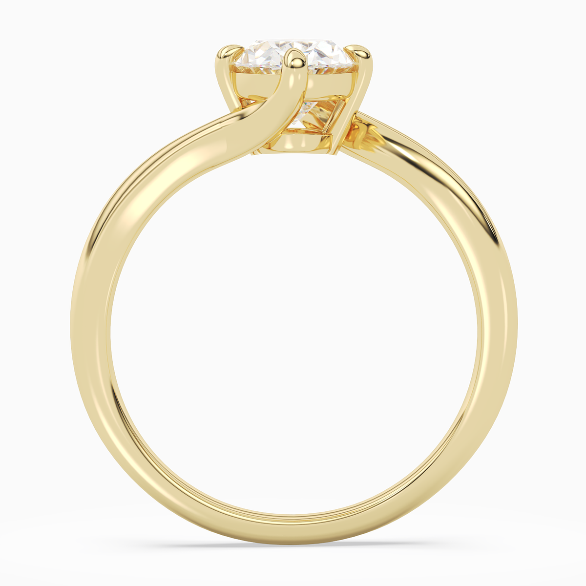 Oval Open Bypass Solitaire in 18K Yellow Gold side profile