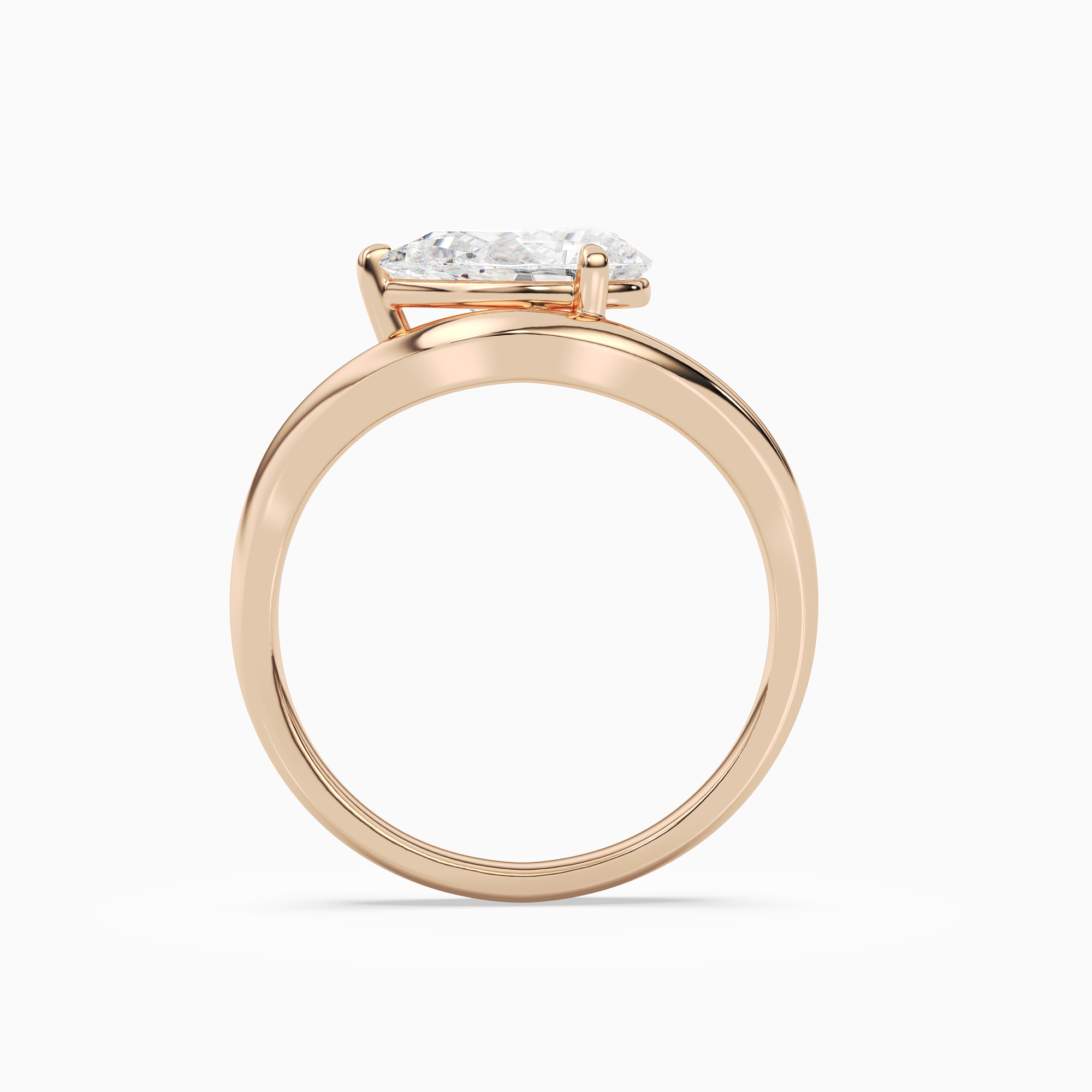 Pear Soft Bypass Solitaire in 14K Rose Gold side profile