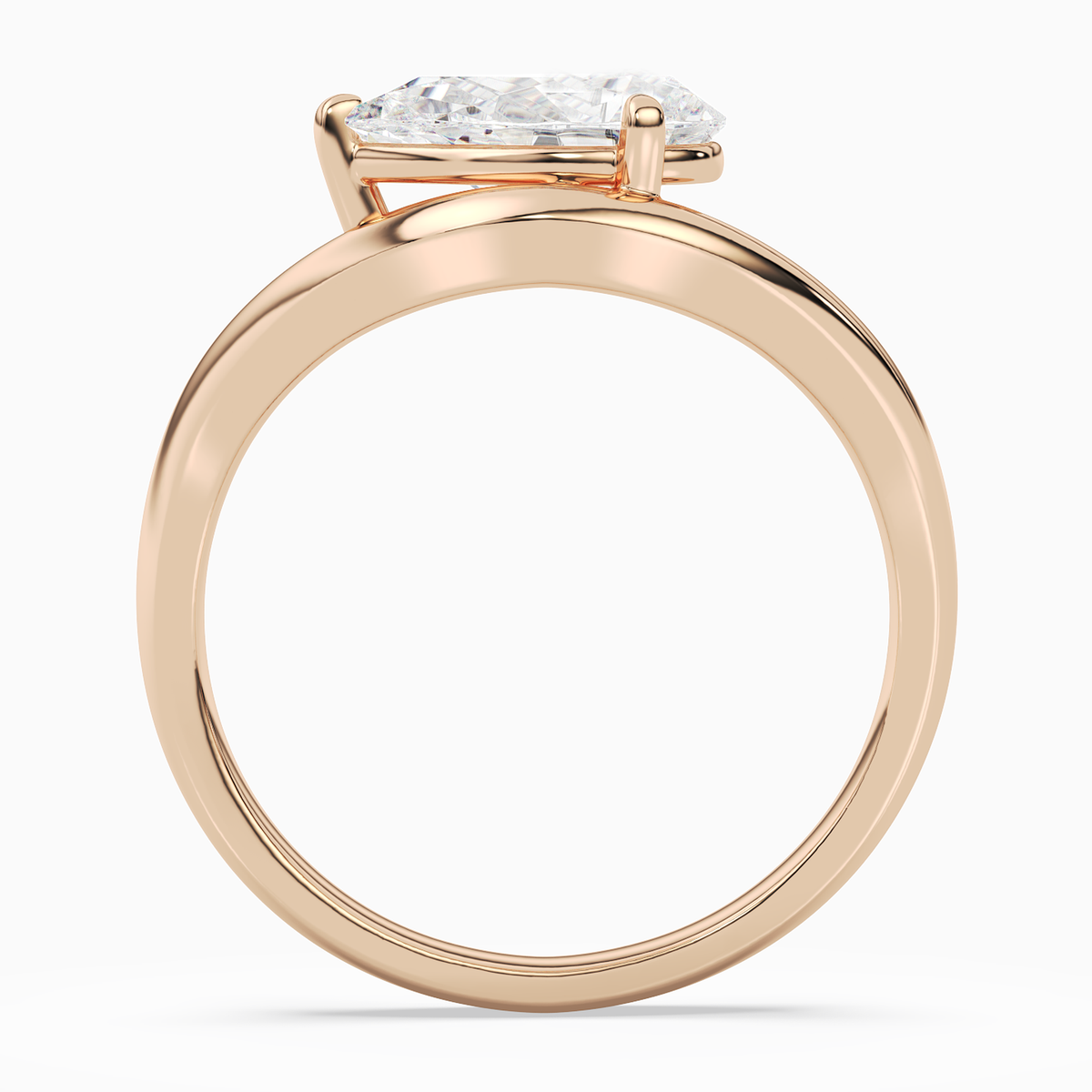 Pear Soft Bypass Solitaire in 14K Rose Gold side profile