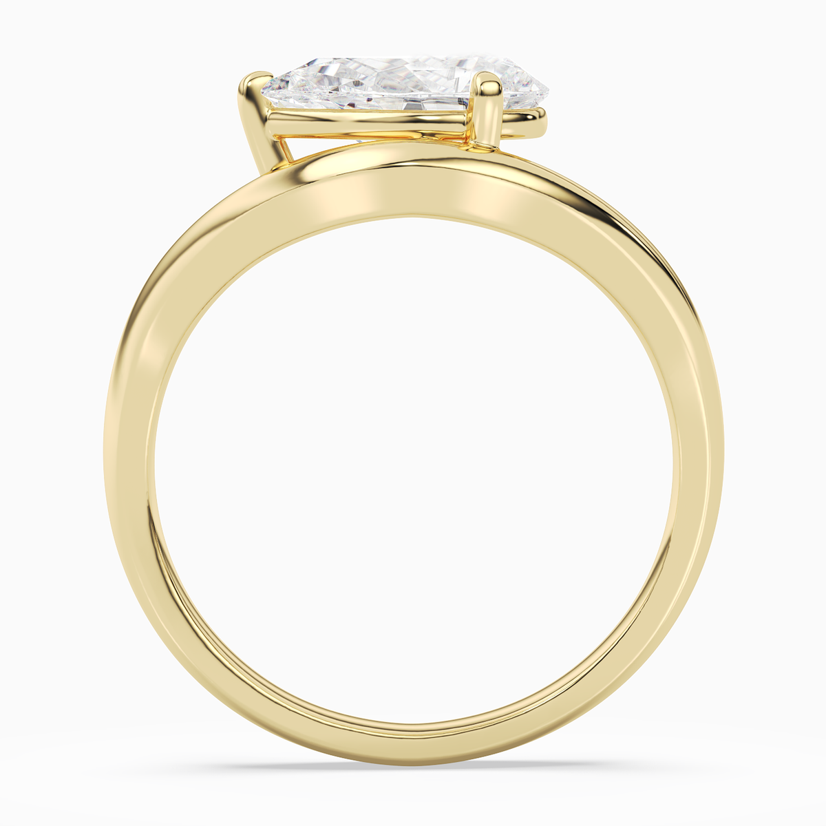 Pear Soft Bypass Solitaire in 14K Yellow Gold side profile