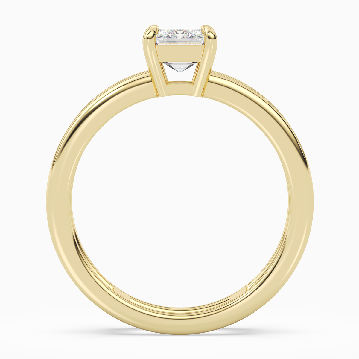 Emerald Open Double Shank Solitaire in 14K Yellow Gold side profile
