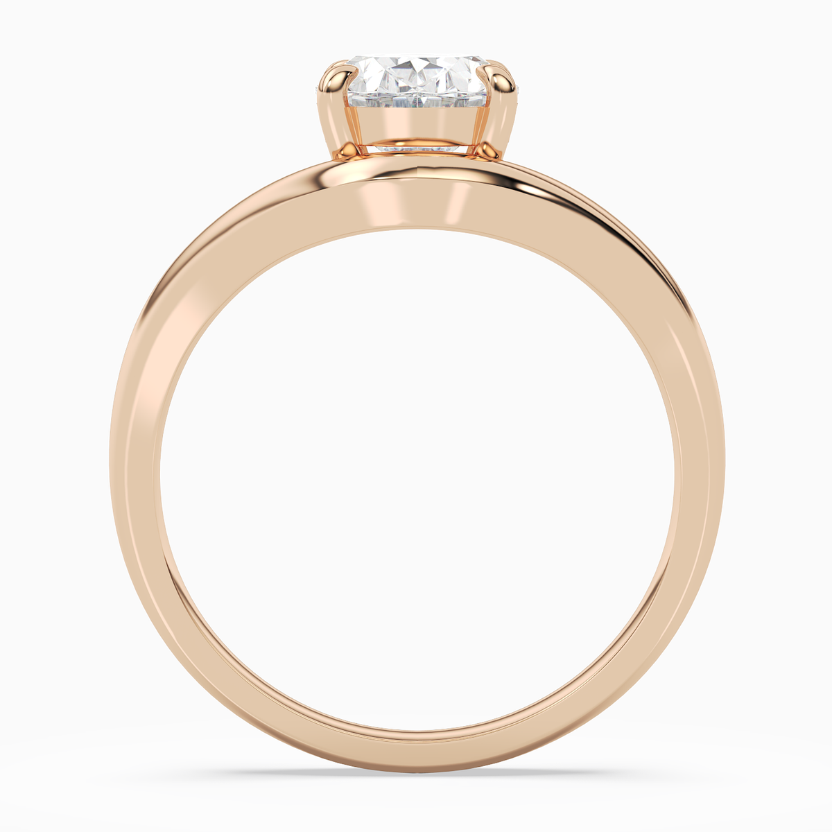 Oval V-Frame Solitaire in 14K Rose Gold side profile