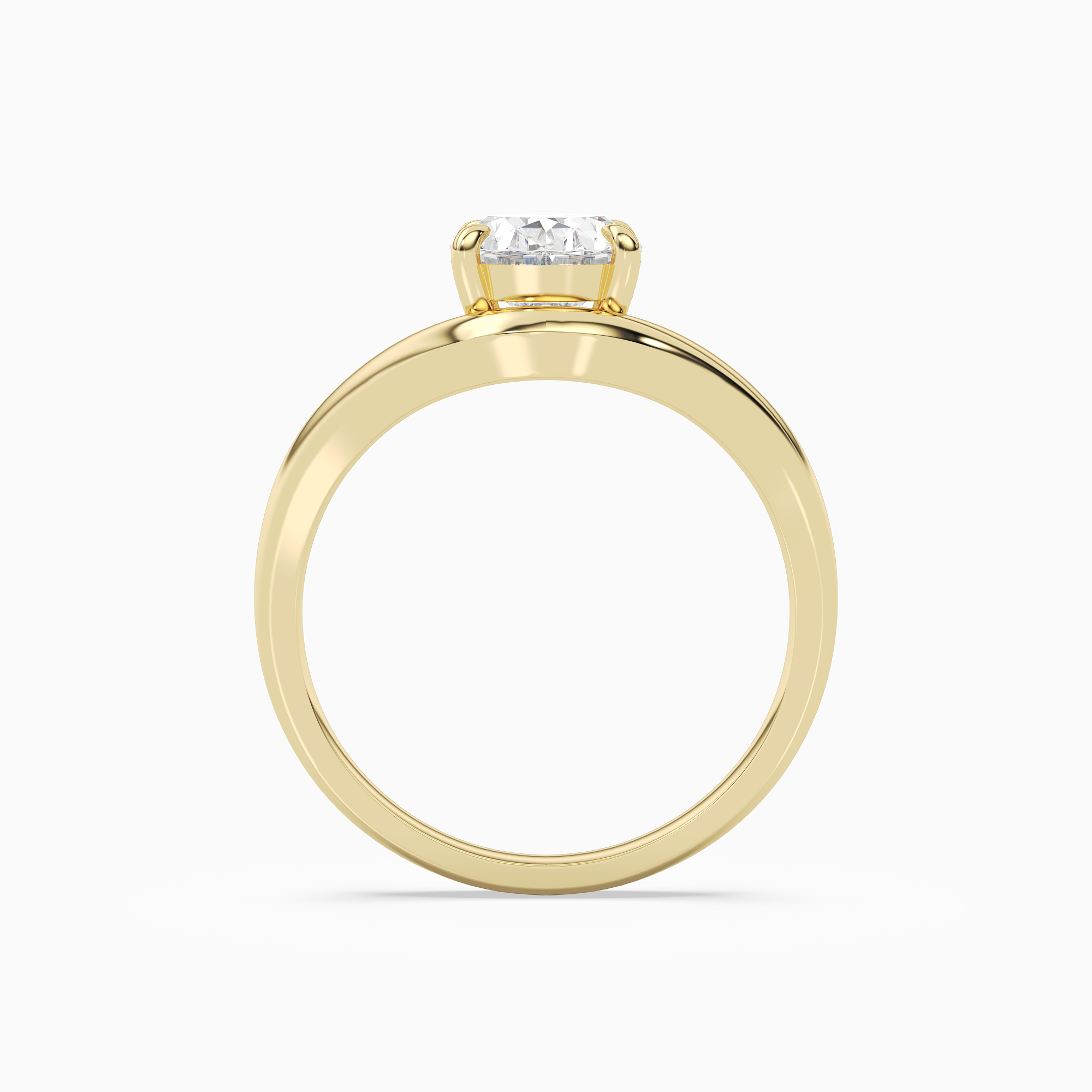 Oval V-Frame Solitaire in 18K Yellow Gold side profile