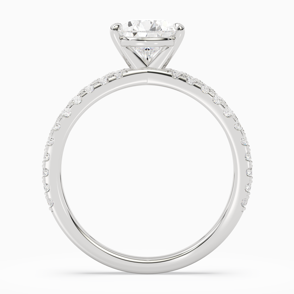 Pear Split Pavé Bypass Solitaire in 14K White Gold side profile