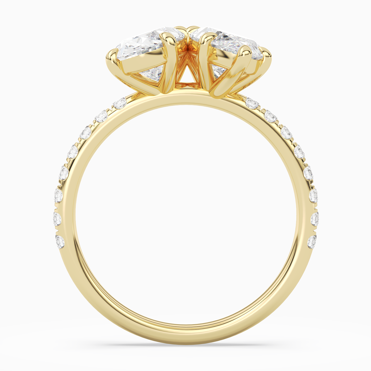 Oval & Marquise Accented Toi Et Moi in 14K Yellow Gold side profile