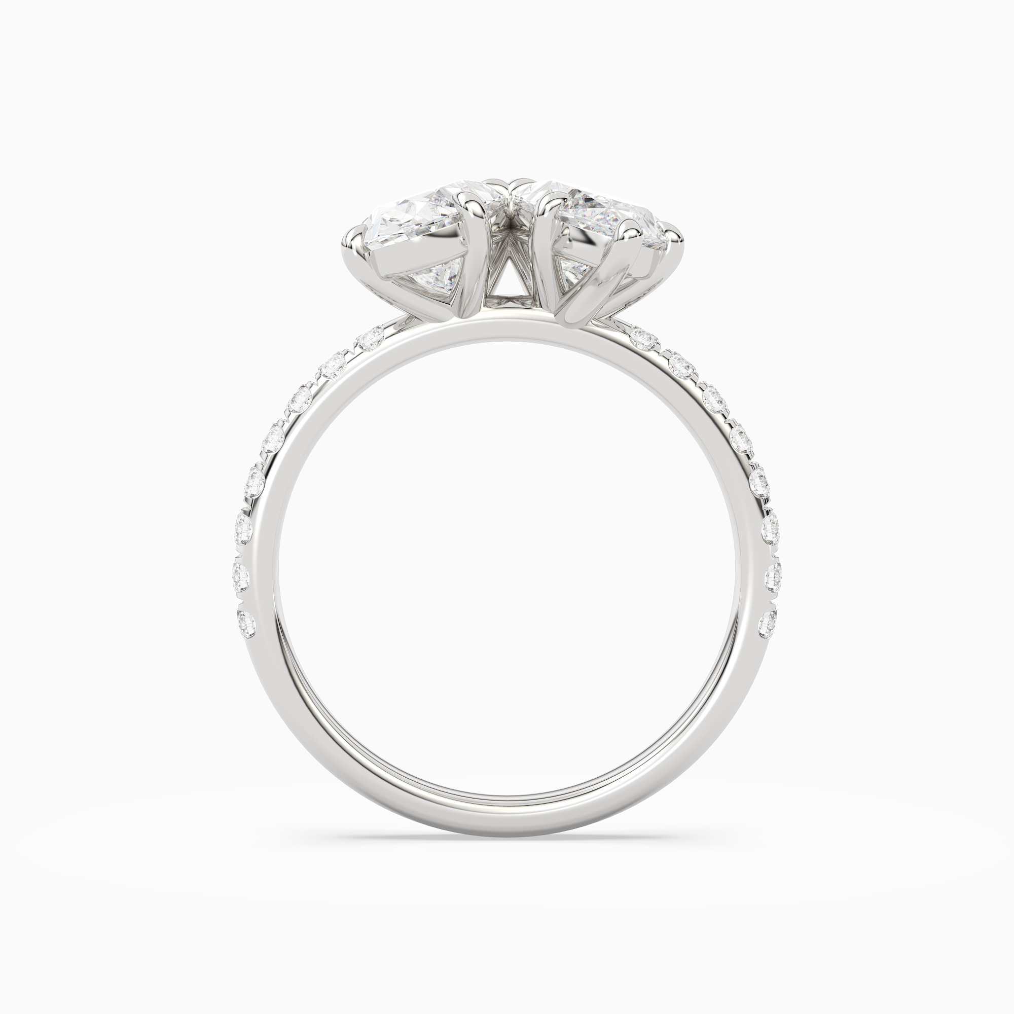Oval & Marquise Accented Toi Et Moi in Platinum side profile