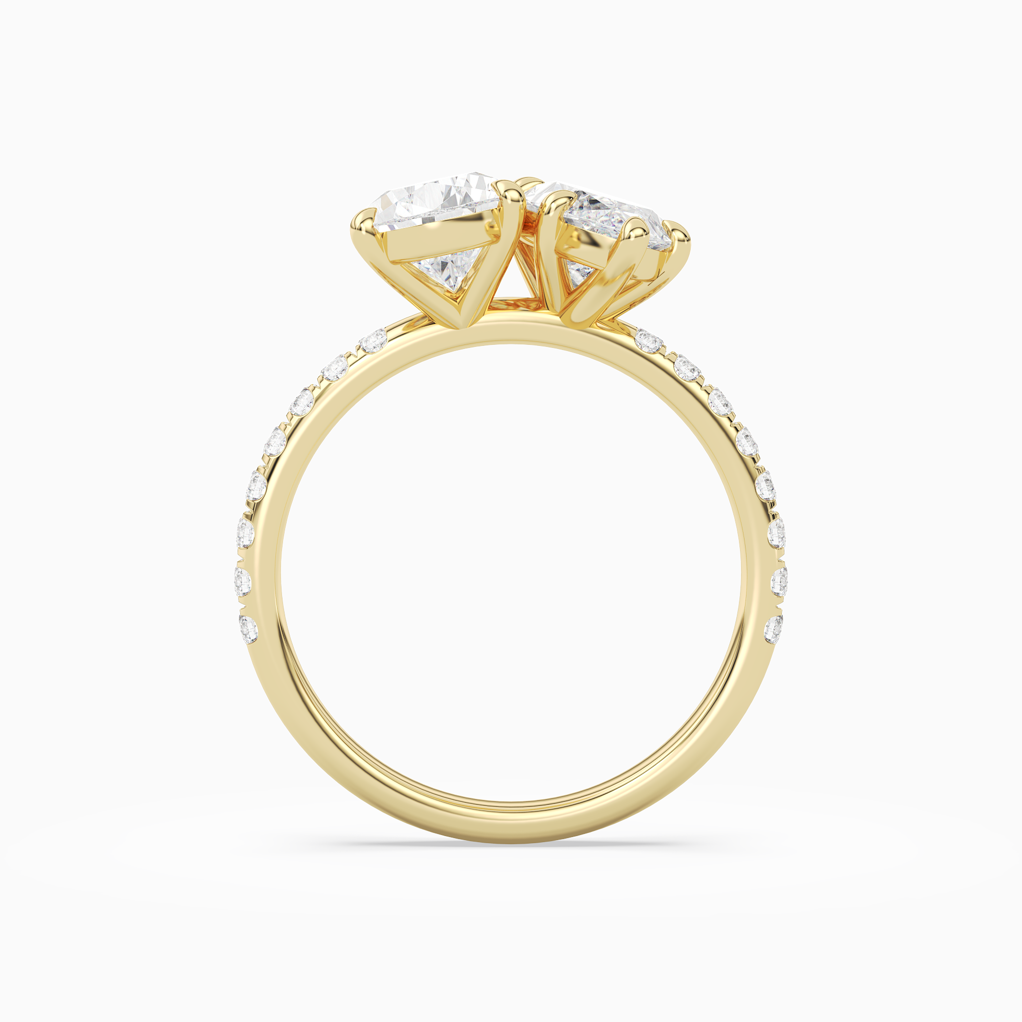 Pear & Marquise Accented Toi Et Moi in 14K Yellow Gold side profile