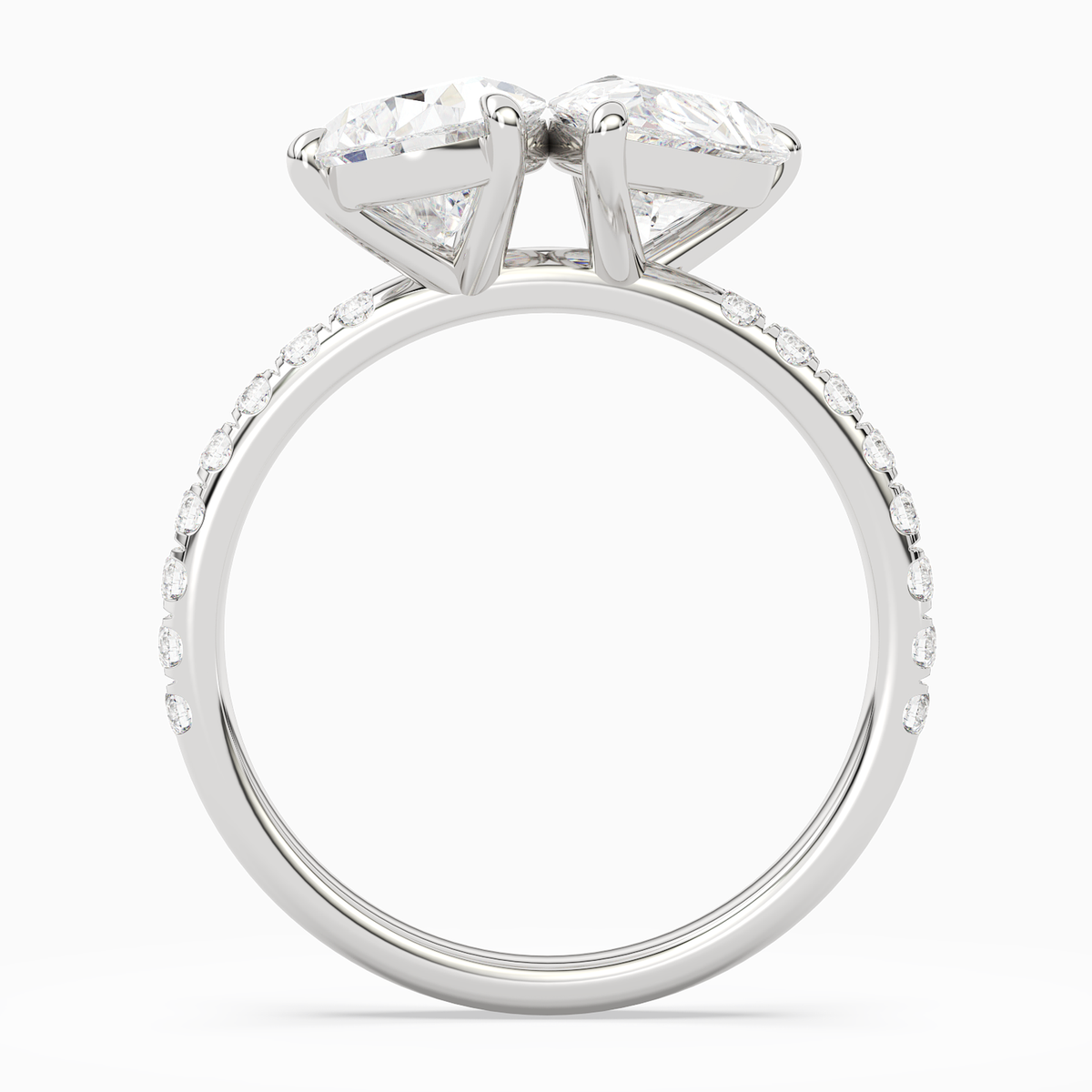Pear & Pear Accented Toi Et Moi in Platinum side profile