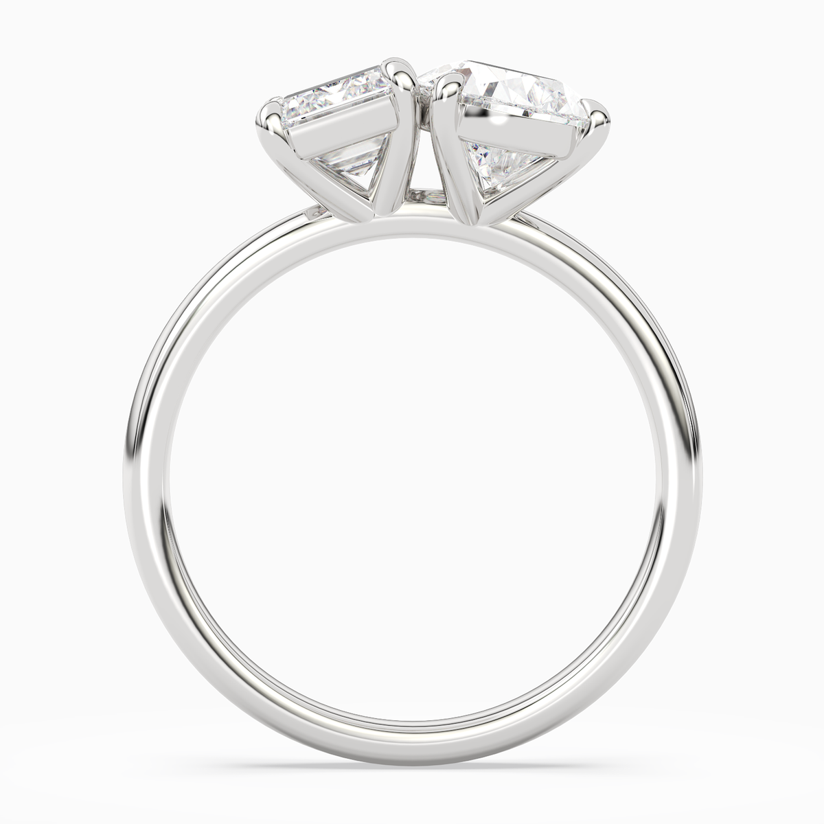 Emerald & Pear Clean Toi Et Moi in 18K White Gold side profile