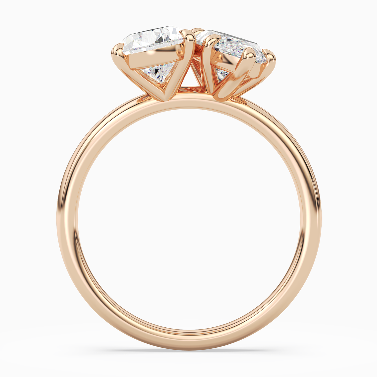 Pear & Marquise Clean Toi Et Moi in 14K Rose Gold side profile