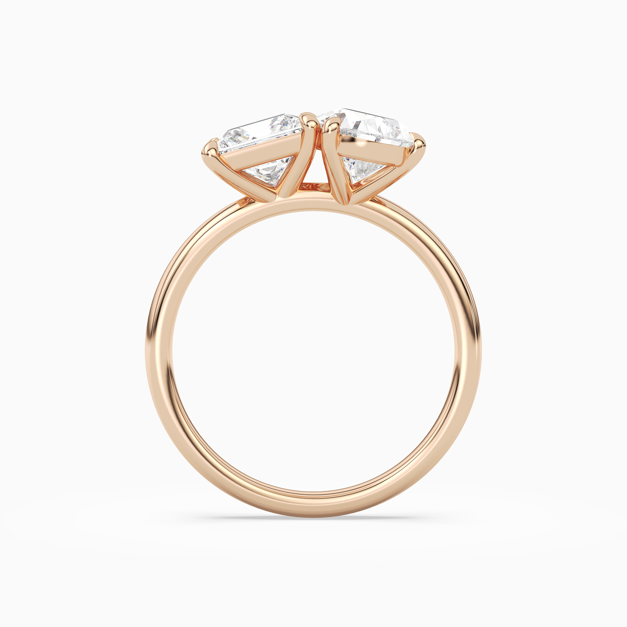 Princess & Pear Clean Toi Et Moi in 14K Rose Gold side profile