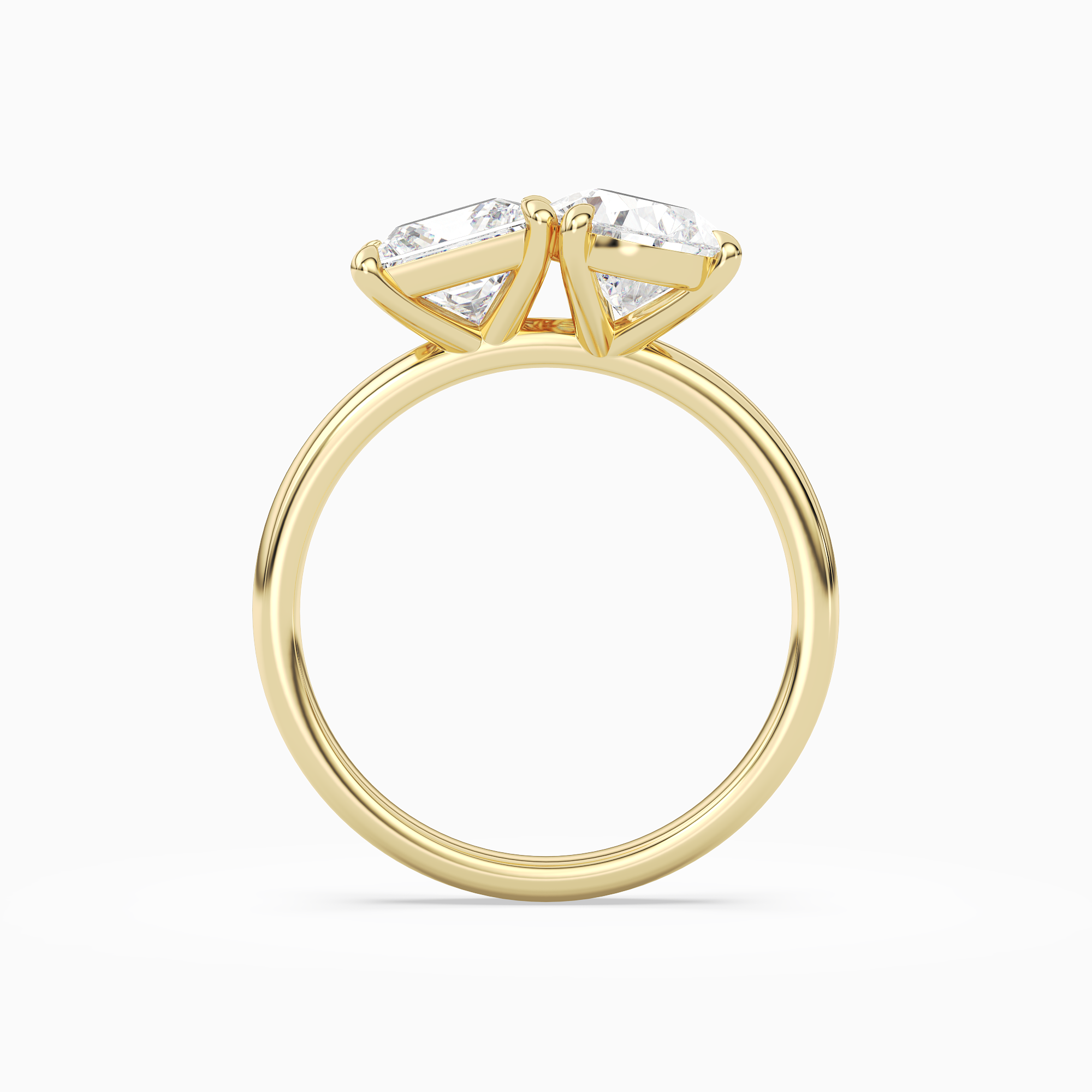 Princess & Pear Clean Toi Et Moi in 14K Yellow Gold side profile