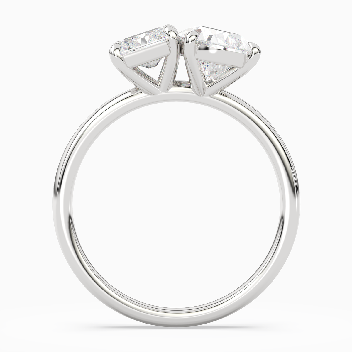 Radiant & Pear Clean Toi Et Moi in 14K White Gold side profile
