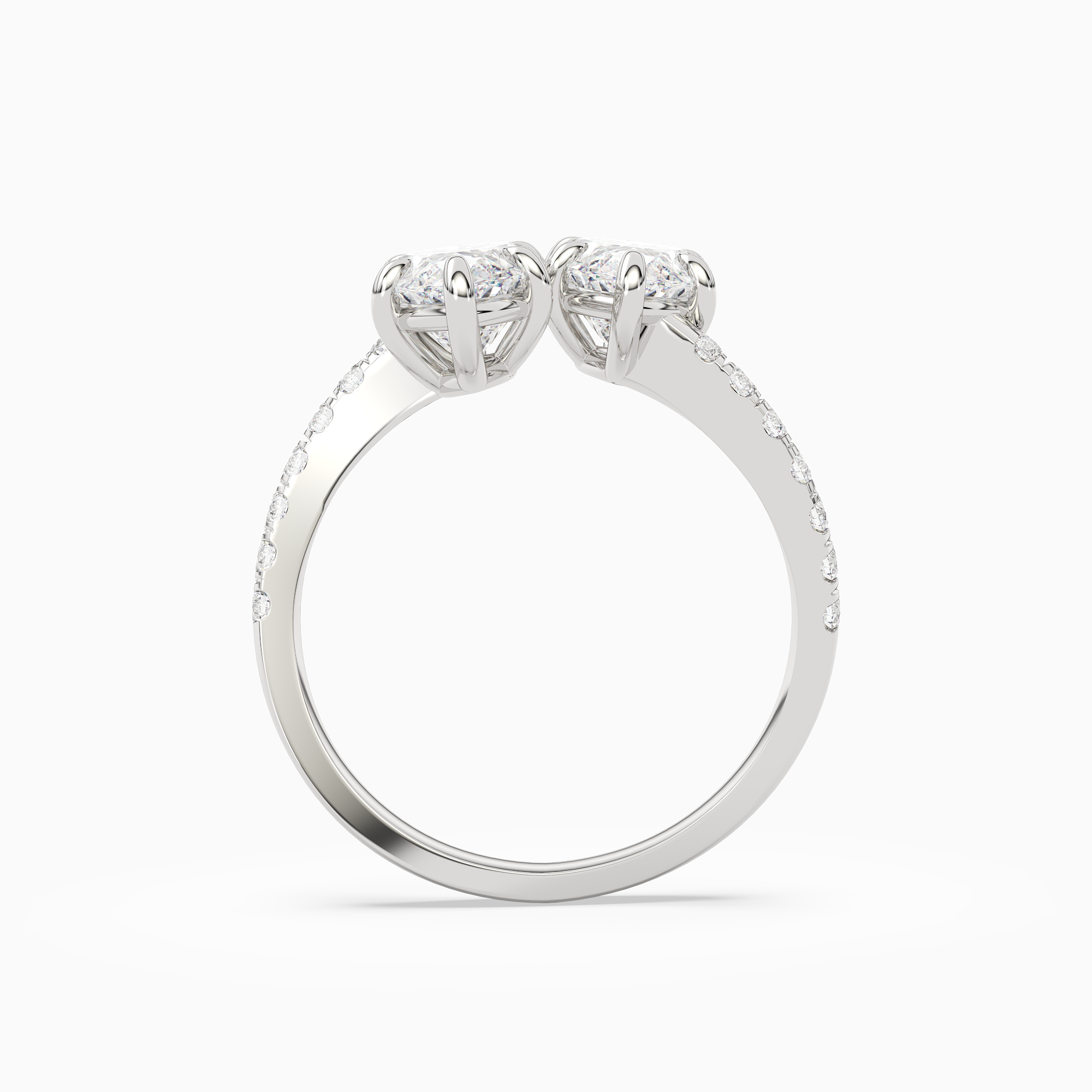 Marquise & Marquise Parallel Pavé Toi Et Moi in 14K White Gold side profile