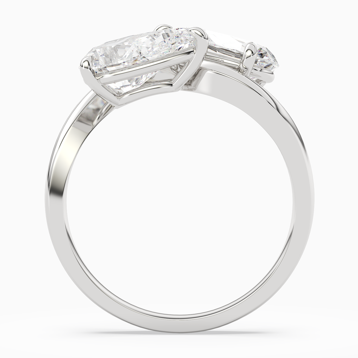 Pear & Pear Crossover Toi Et Moi Plain in 14K White Gold side profile