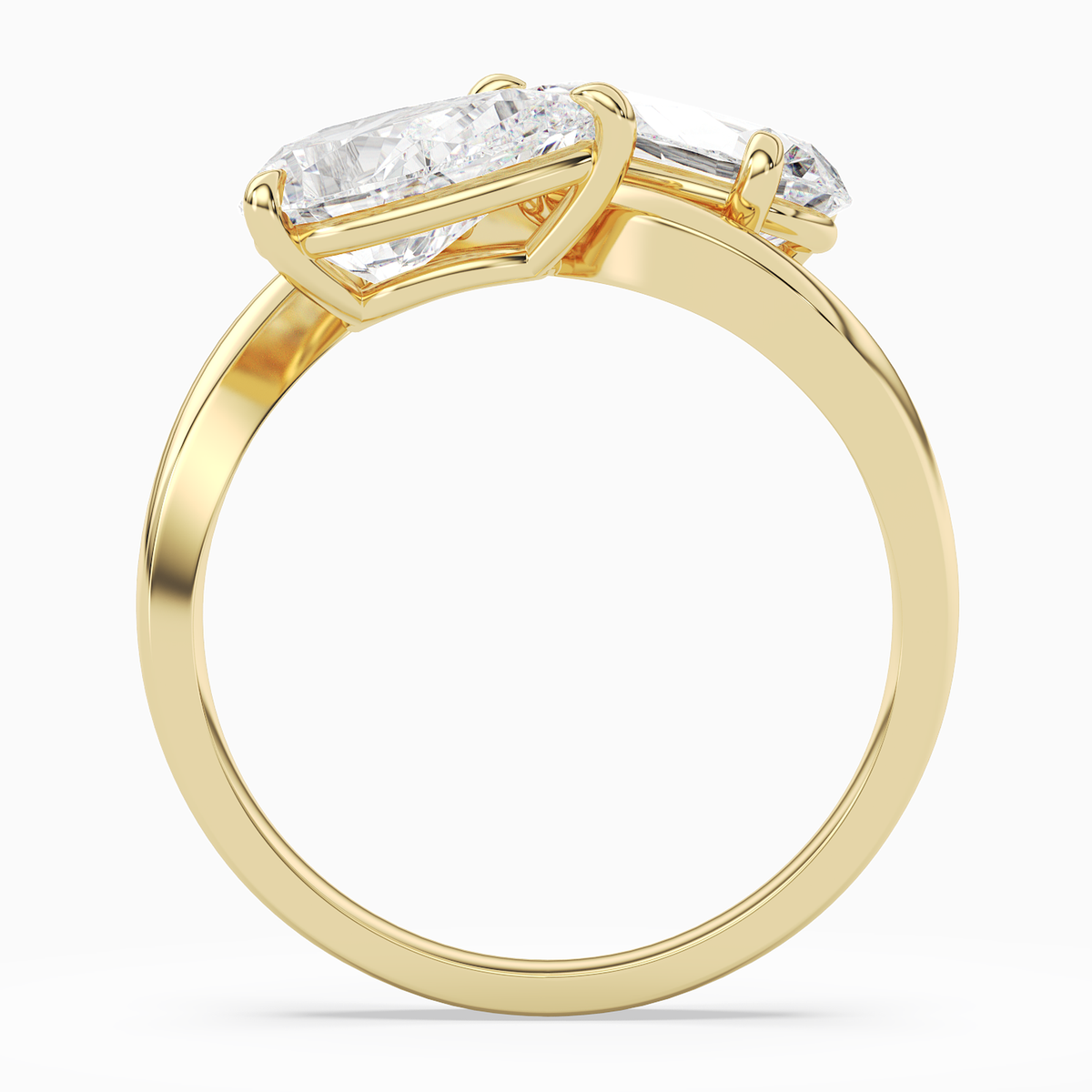 Pear & Pear Crossover Toi Et Moi Plain in 18K Yellow Gold side profile