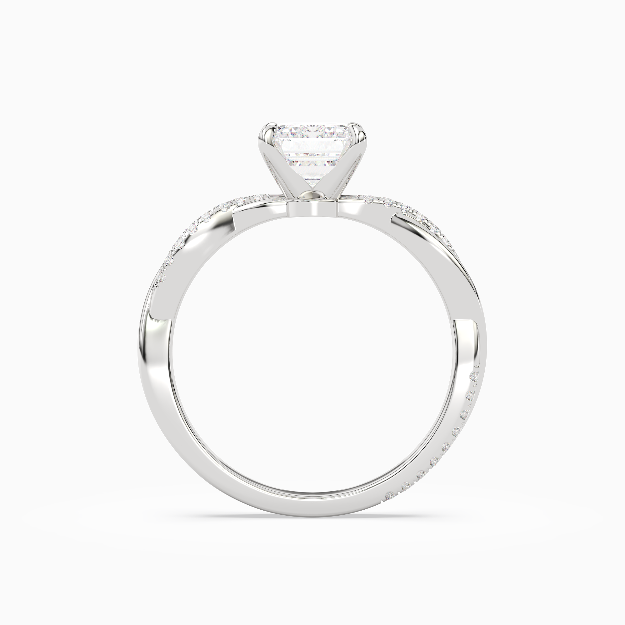 Emerald Twisted Vine Accented in 14K White Gold side profile