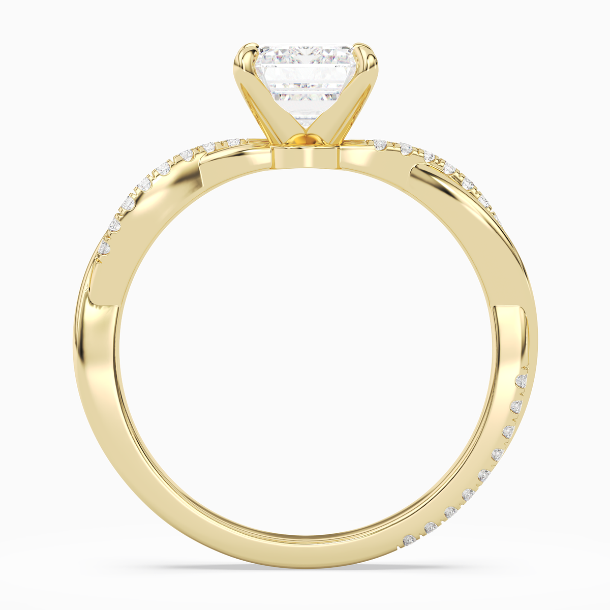 Emerald Twisted Vine Accented in 18K Yellow Gold side profile