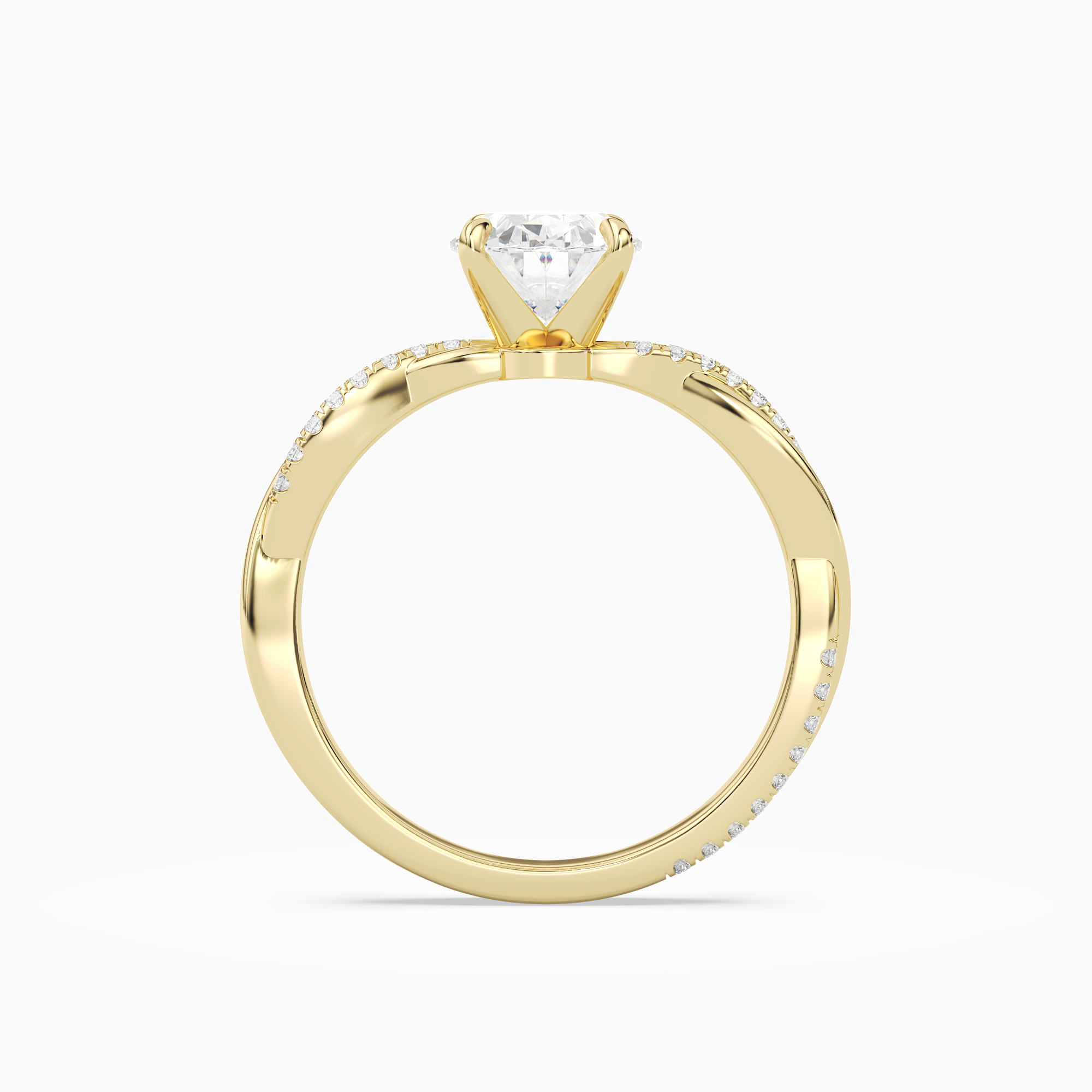Oval Twisted Vine Accented in 18K Yellow Gold side profile