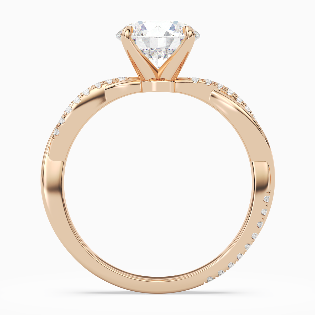 Round Twisted Vine Accented in 14K Rose Gold side profile