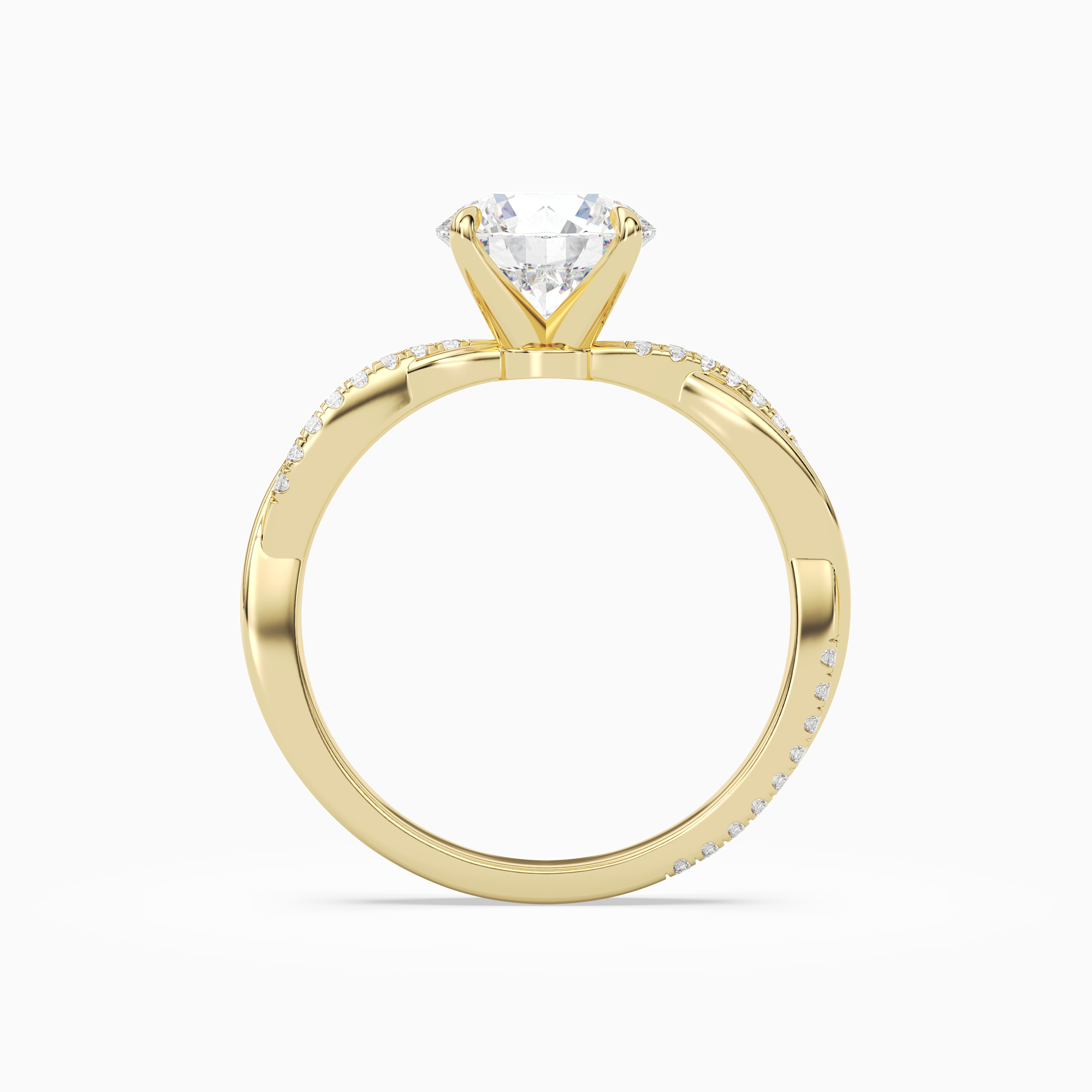 Round Twisted Vine Accented in 14K Yellow Gold side profile