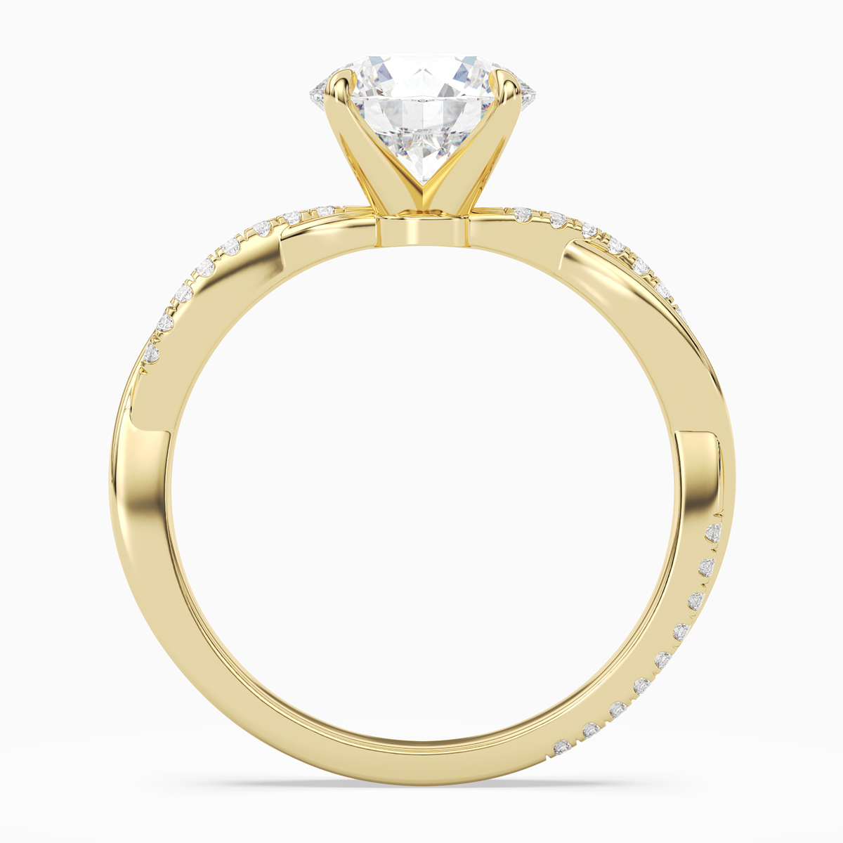 Round Twisted Vine Accented in 14K Yellow Gold side profile