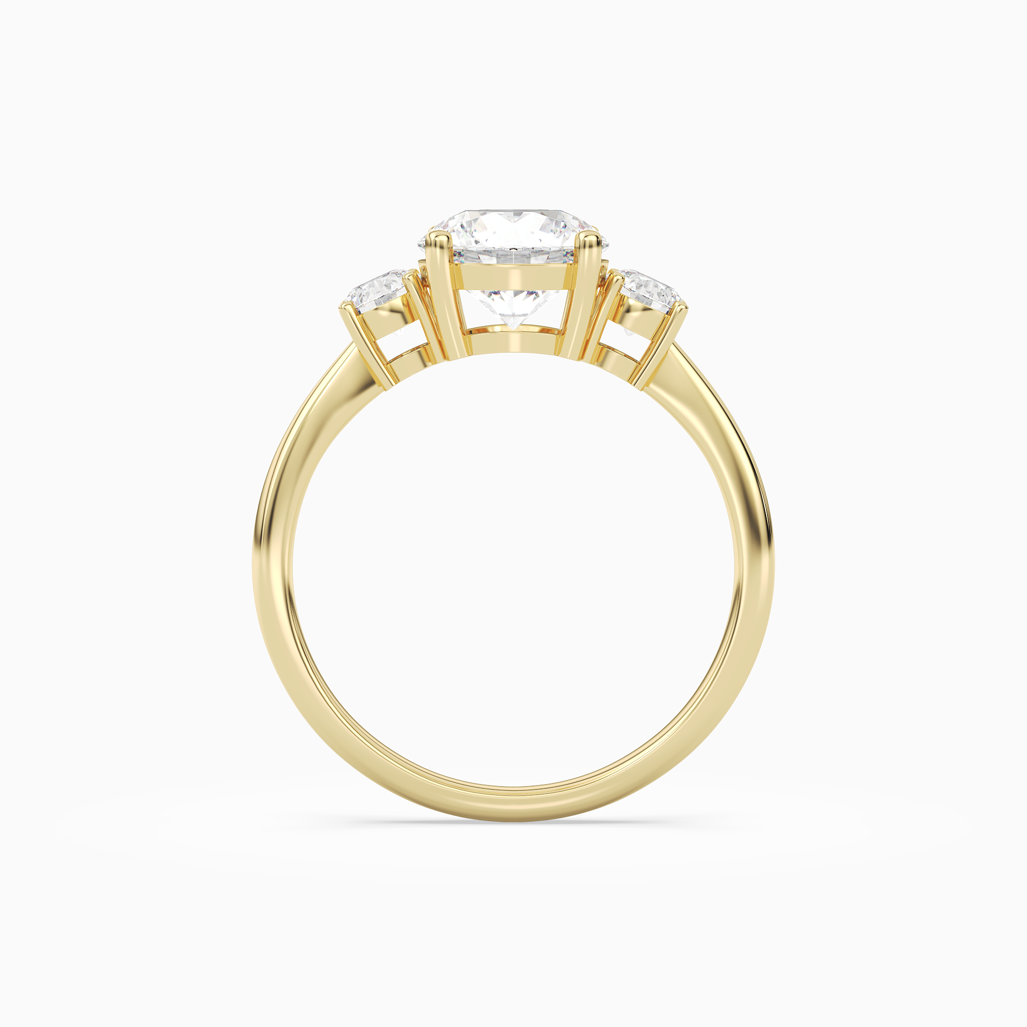 Round Classic Round Three Stone Large Sides in 14K Yellow Gold side profile