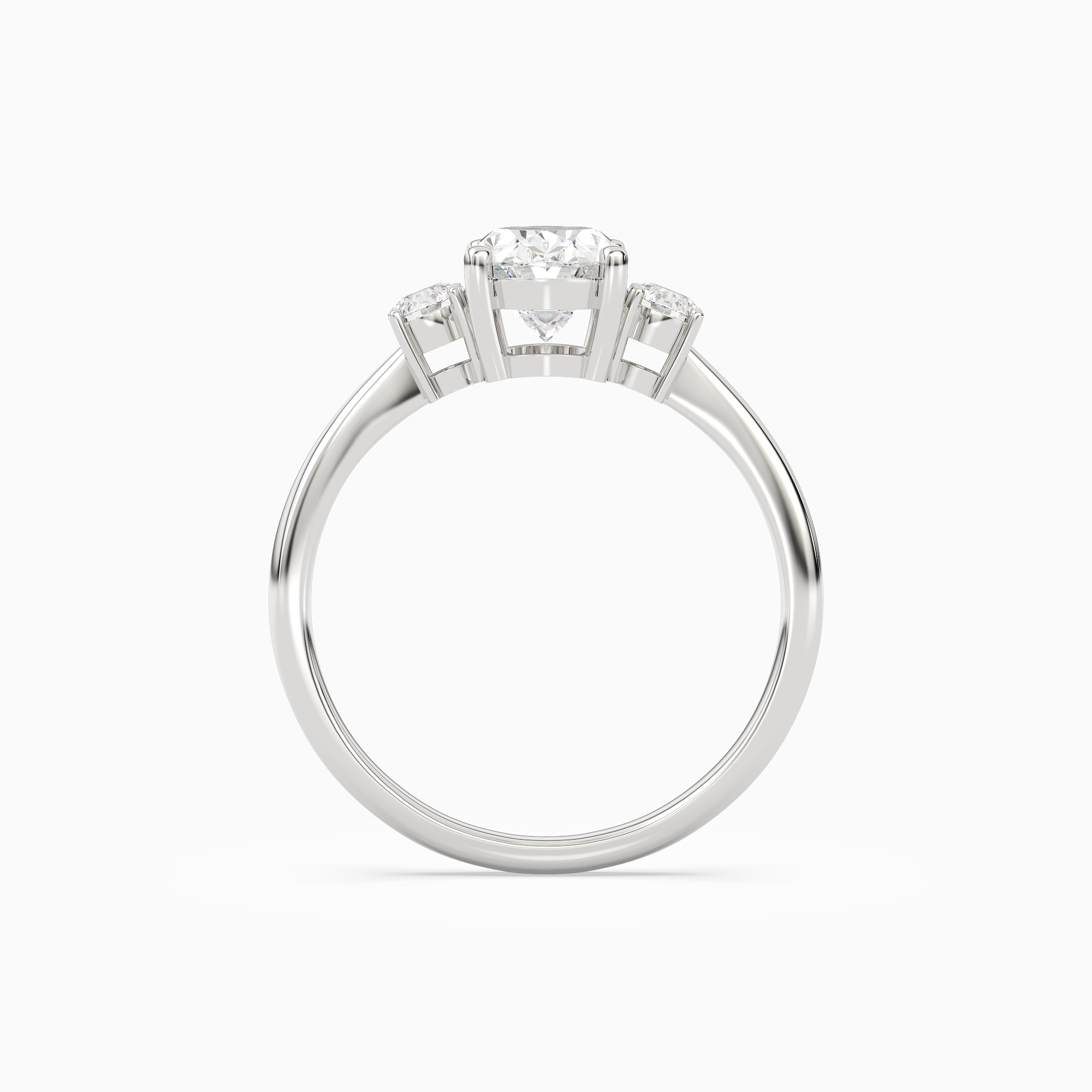 Oval Classic Round Three Stone Small Sides in Platinum side profile