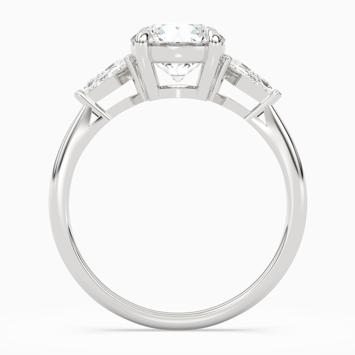 Round Kite Side Three Stone Small Sides in 14K White Gold side profile