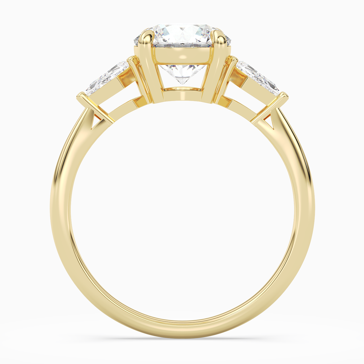 Round Kite Side Three Stone Small Sides in 14K Yellow Gold side profile