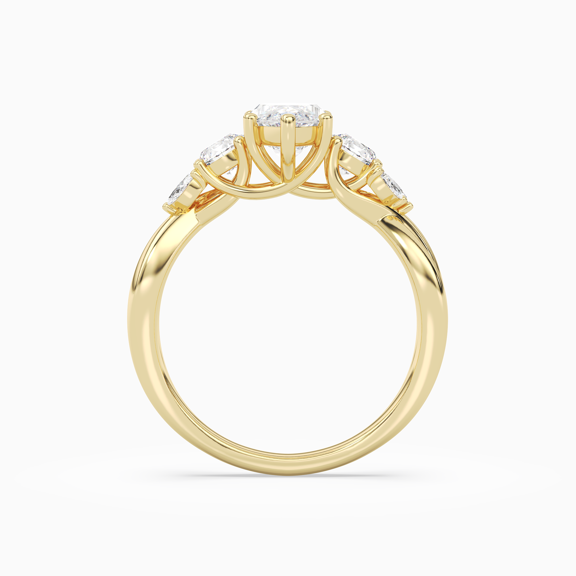 Marquise Willow Composite Three Stone in 18K Yellow Gold side profile