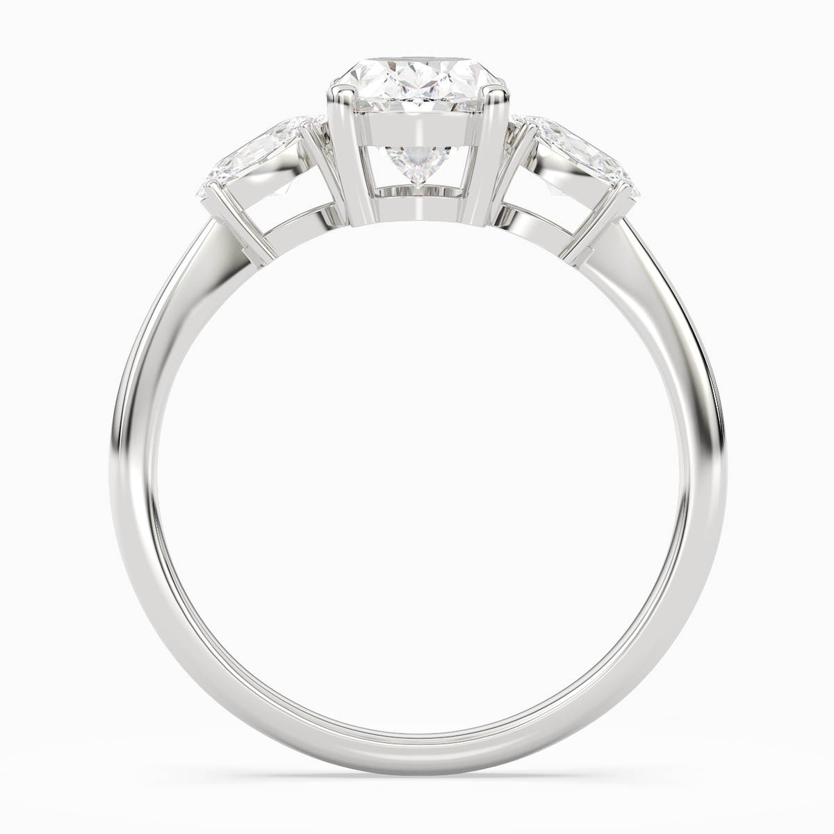 Oval Classic Three Stone in Platinum side profile