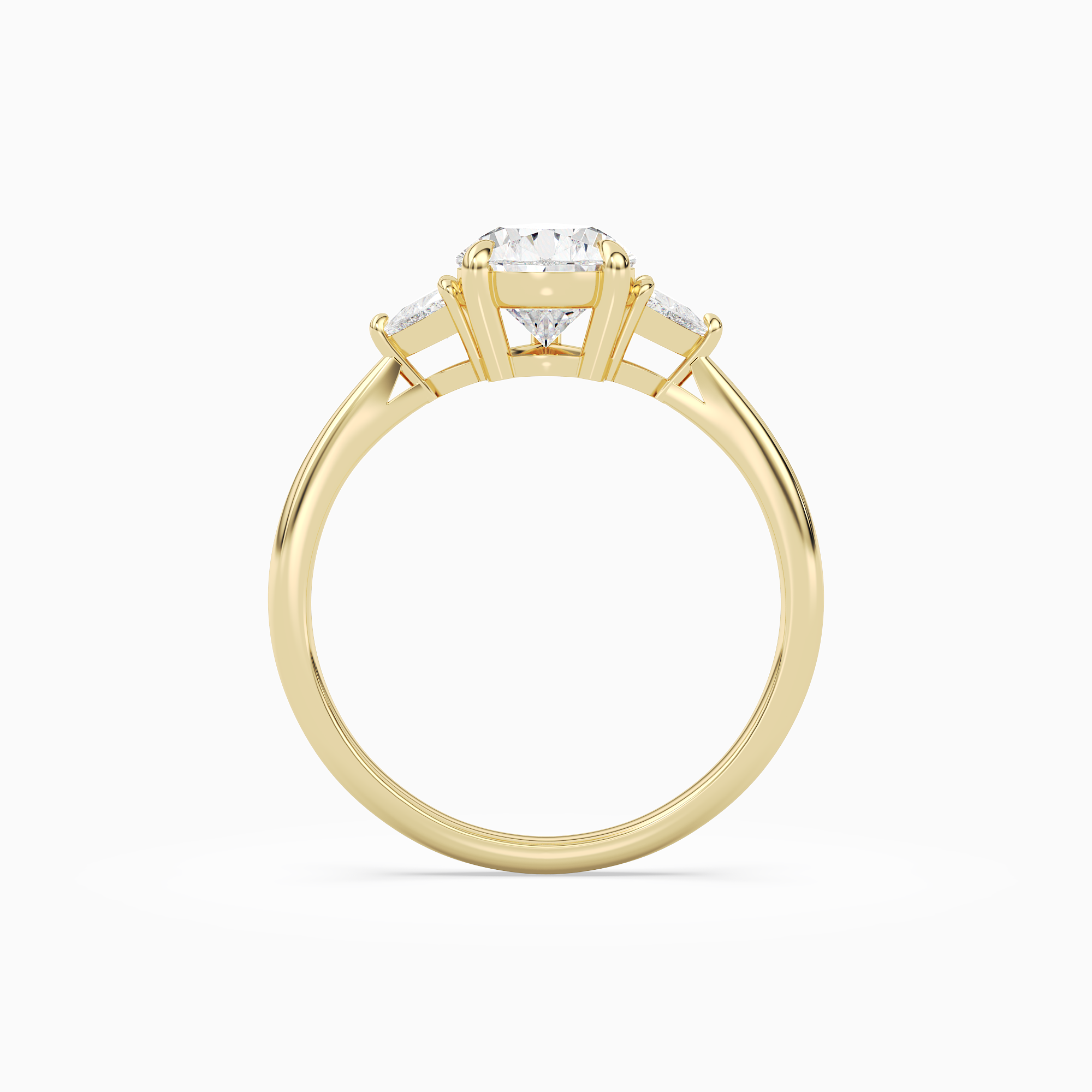 Pear Trillion Three Stone Large Sides in 14K Yellow Gold side profile