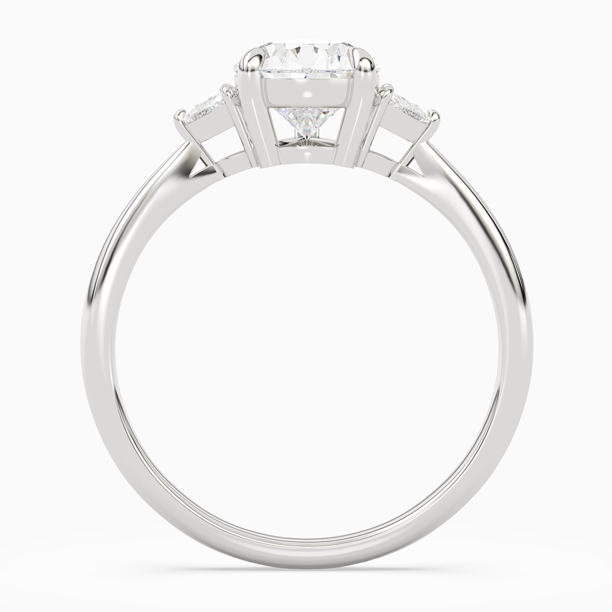Pear Trillion Three Stone Small Sides in 14K White Gold side profile