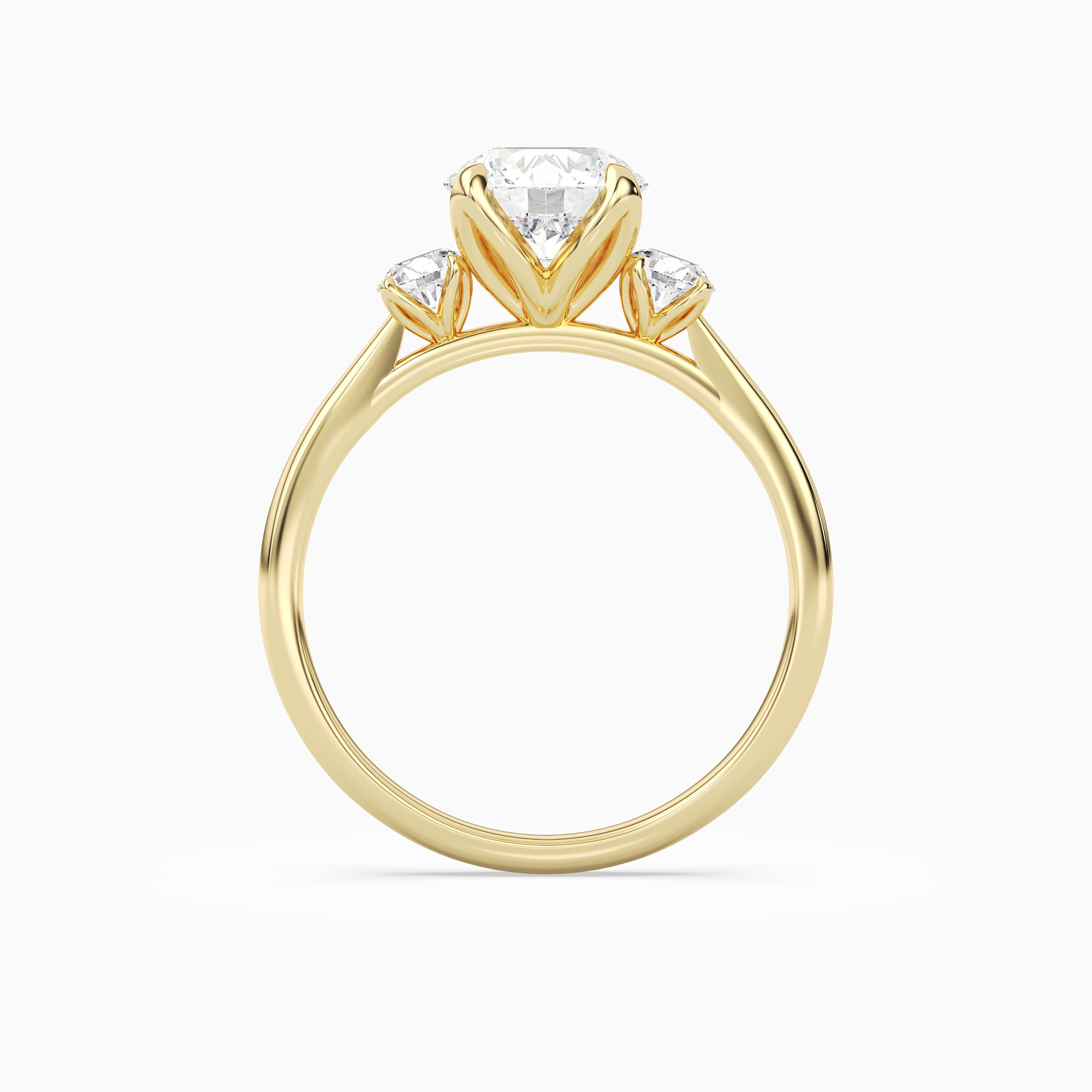 Round Pear Three-Stone with Round Sides in 18K Yellow Gold side profile