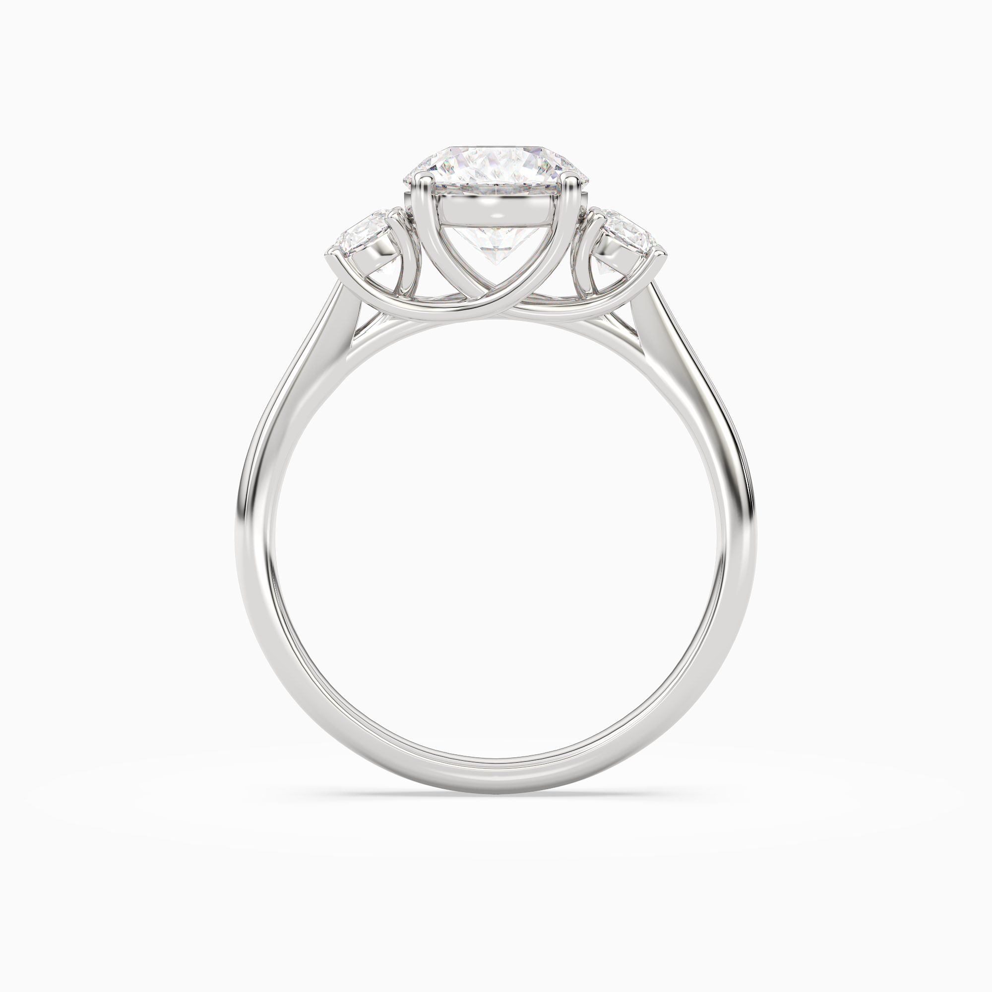 Round Round Three-Stone with Pear Sides in 14K White Gold side profile