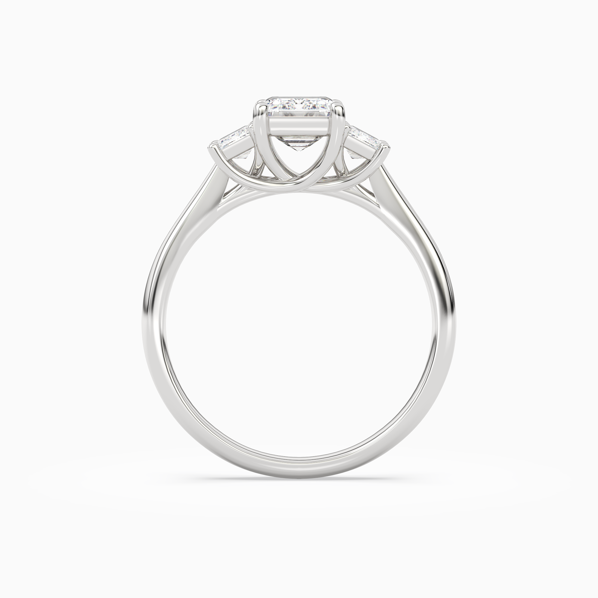 Emerald Emerald Three-Stone with Step-Cut Sides in 14K White Gold side profile