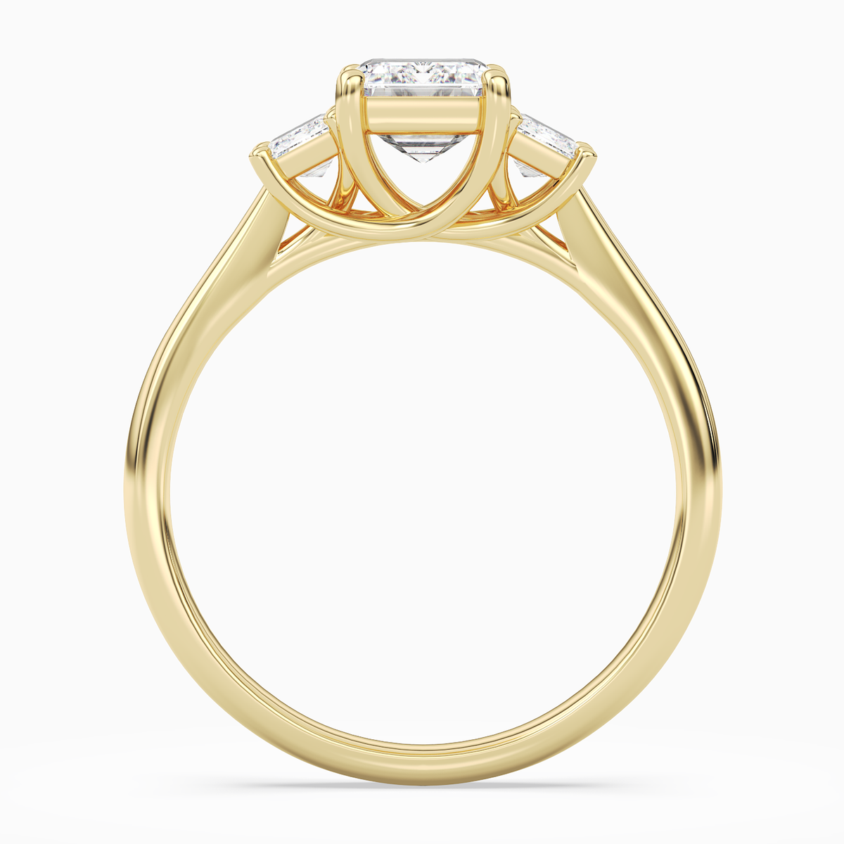 Emerald Emerald Three-Stone with Step-Cut Sides in 14K Yellow Gold side profile