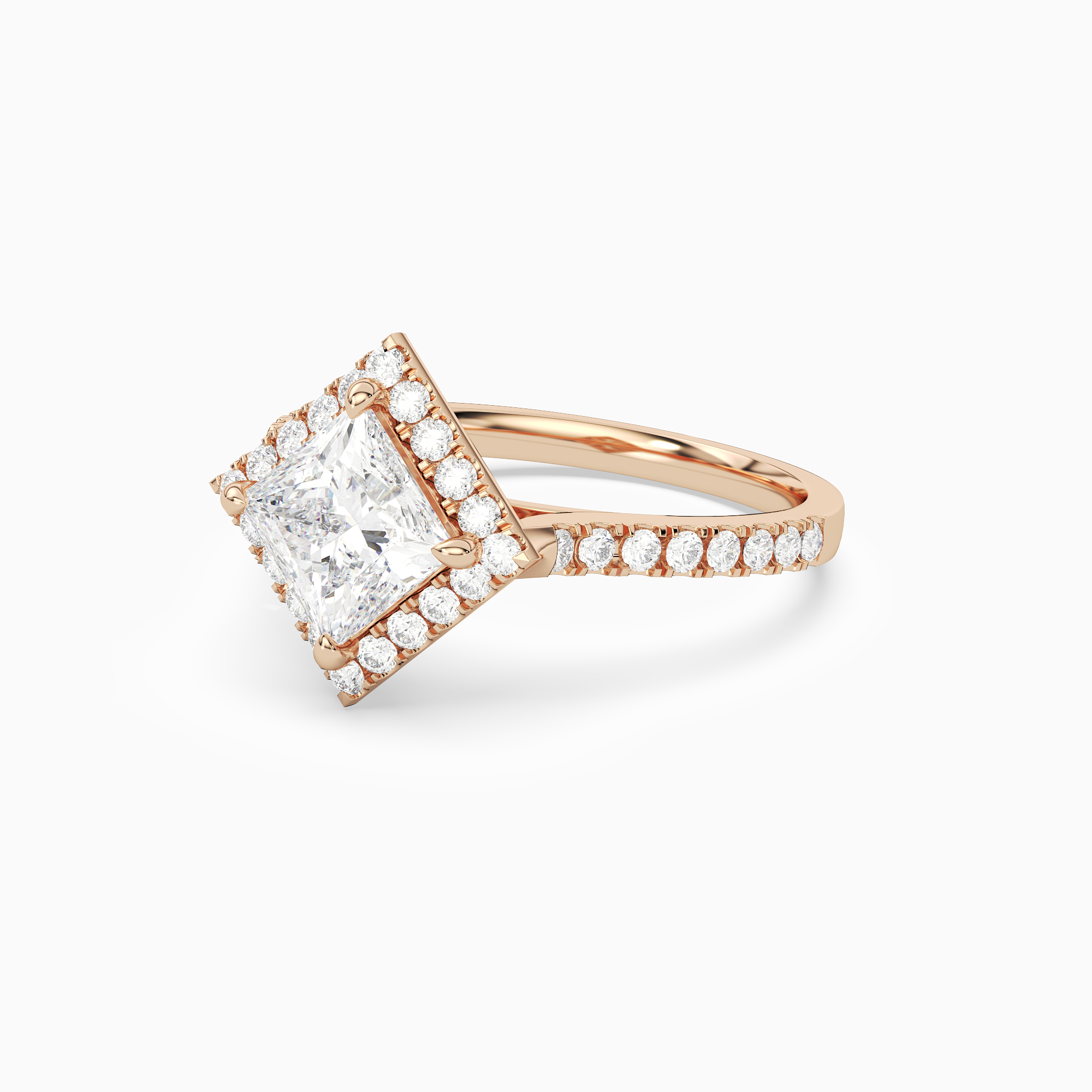Princess Kite Halo Baseline in 14K Rose Gold top angle