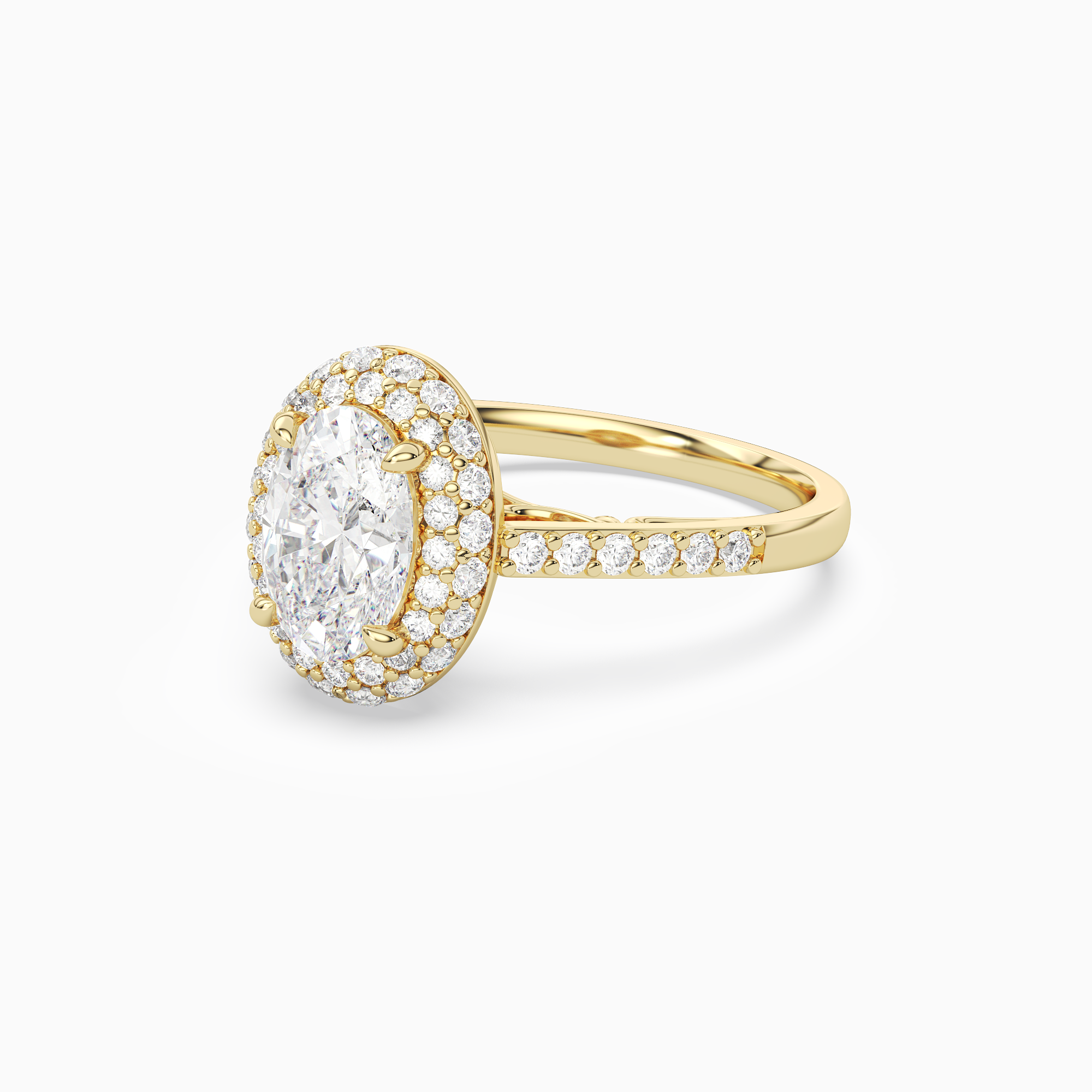 Oval Regal Halo Pavé in 14K Yellow Gold top angle