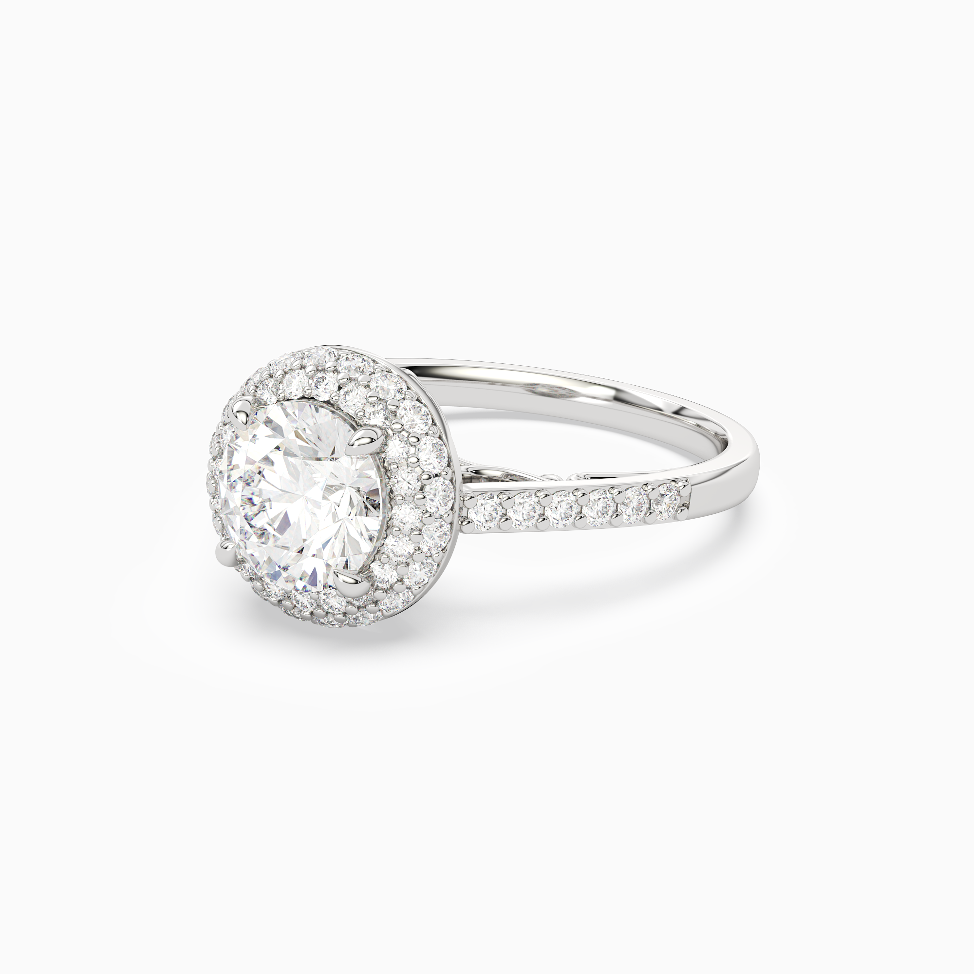 Round Regal Halo Pavé in 18K White Gold top angle