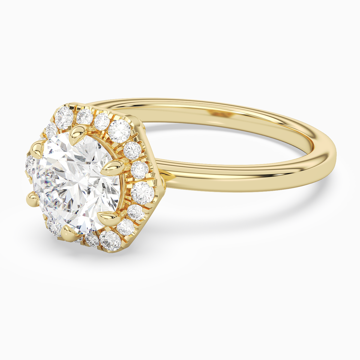 Round Halo in 14K Yellow Gold top angle
