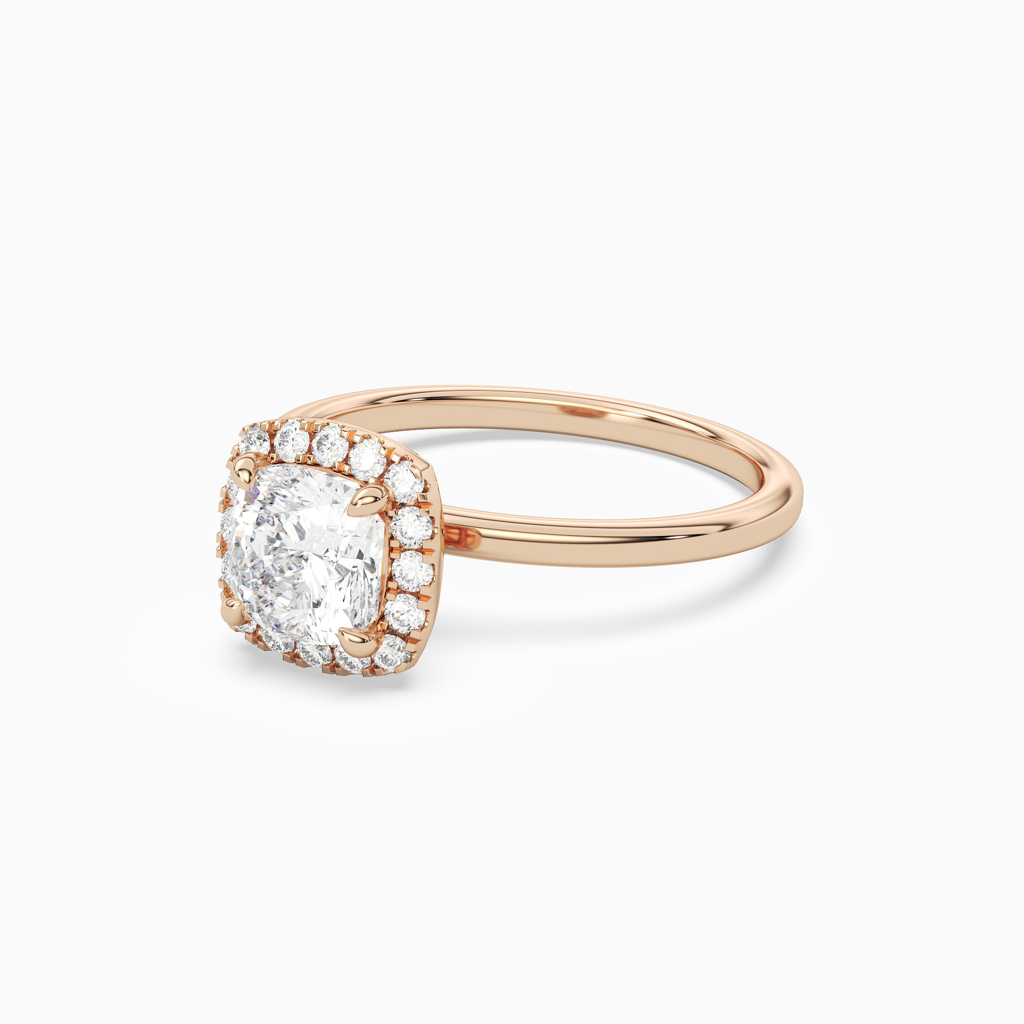 Cushion Scalloped Halo Baseline in 14K Rose Gold top angle