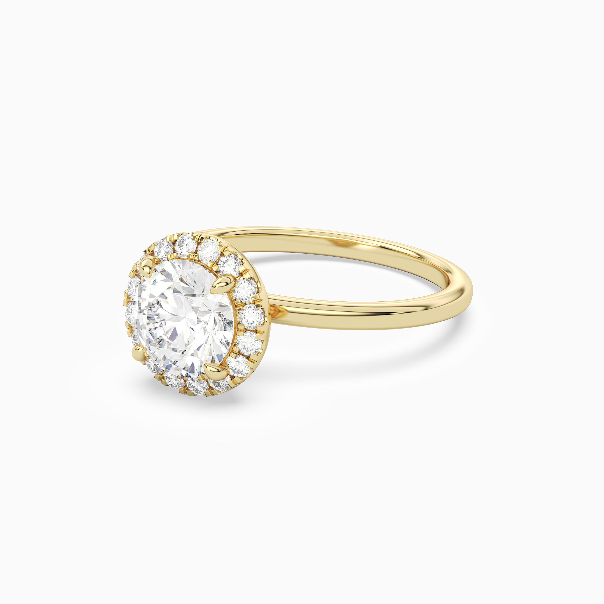 Round Scalloped Halo Baseline in 14K Yellow Gold top angle